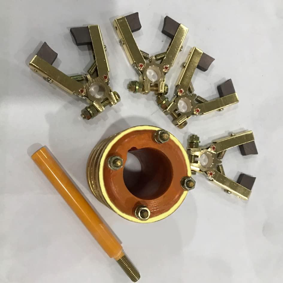 ALLZZY 4 Ways,Generator Collector Ring,Bus Rings,Motor Collecting Ring, 4 Conductive Copper Slip Ring + Carbon Brush (Inner Diameter 35mm)