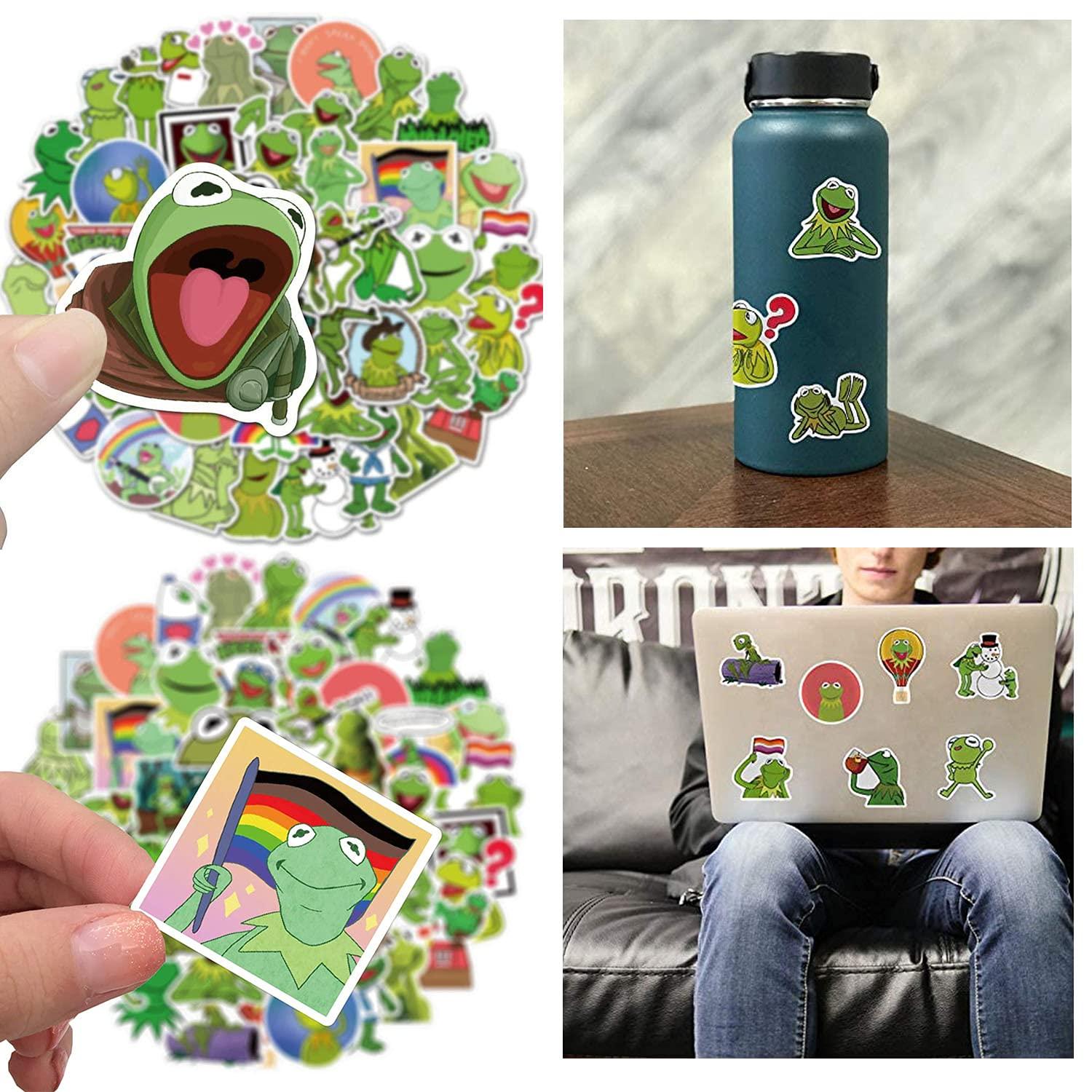 Lacroky Lacroky Kermit Frog Puppet with Puppets Control Rod & 50 Pcs Kermit The Frog Puppet Stickers, Hand Kermit Puppet Soft Stuffed Plush Toy for Boys & Girls - 24 Inches