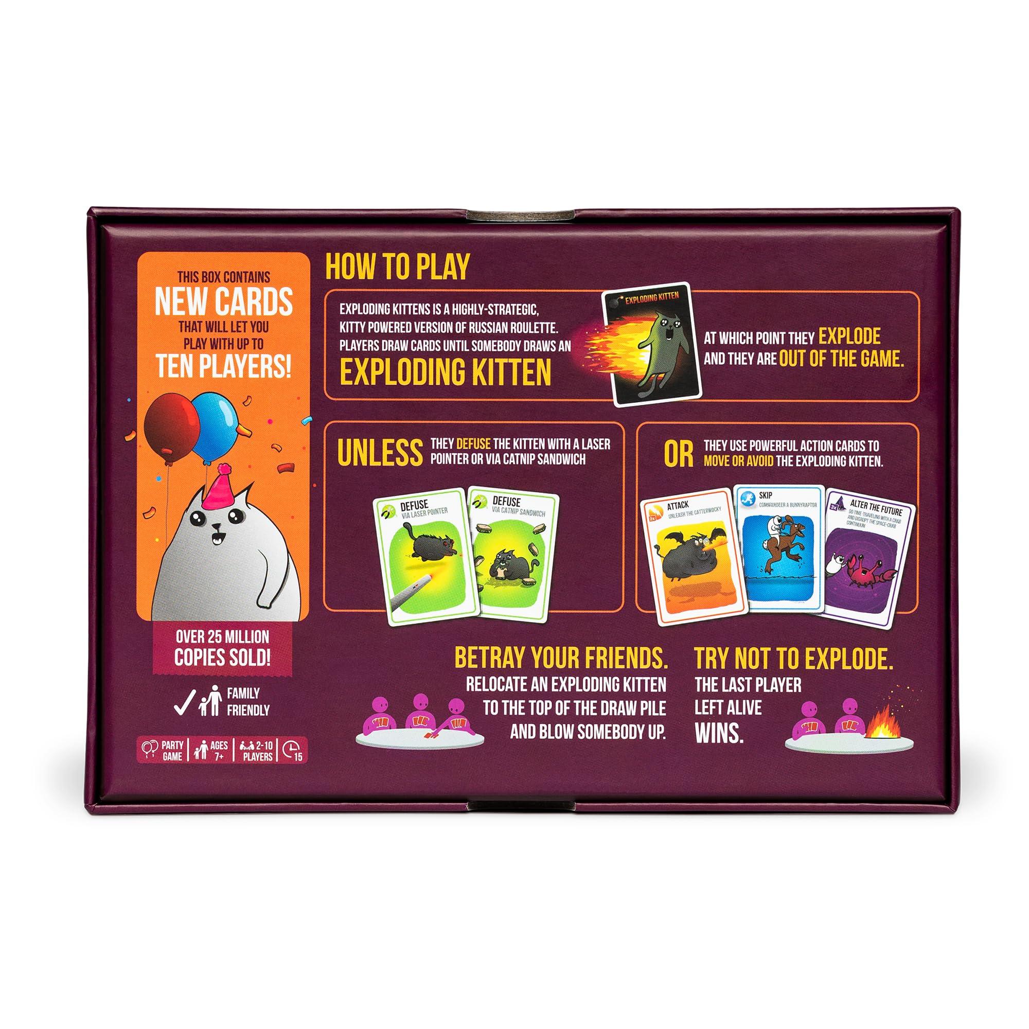 Exploding Kittens LLC Exploding Kittens Party Pack - 2-10 Players - Ages 7+ - 15 Minutes to Play - Party-Sized High-Stakes Card Game, Ideal for Party, Family Game Night, Fun for Kids and Adults