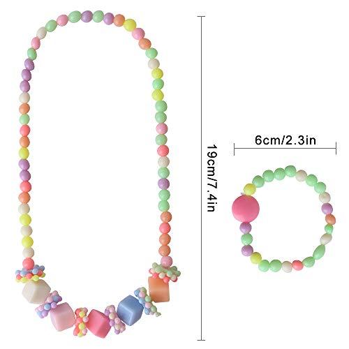 ONESING ONESING 22 Pcs Toddler Costume Jewelry Gift Princess Necklace Bracelet Set Girls Play Jewelry Kit Necklace Bracelet for Kids Play Dress Up