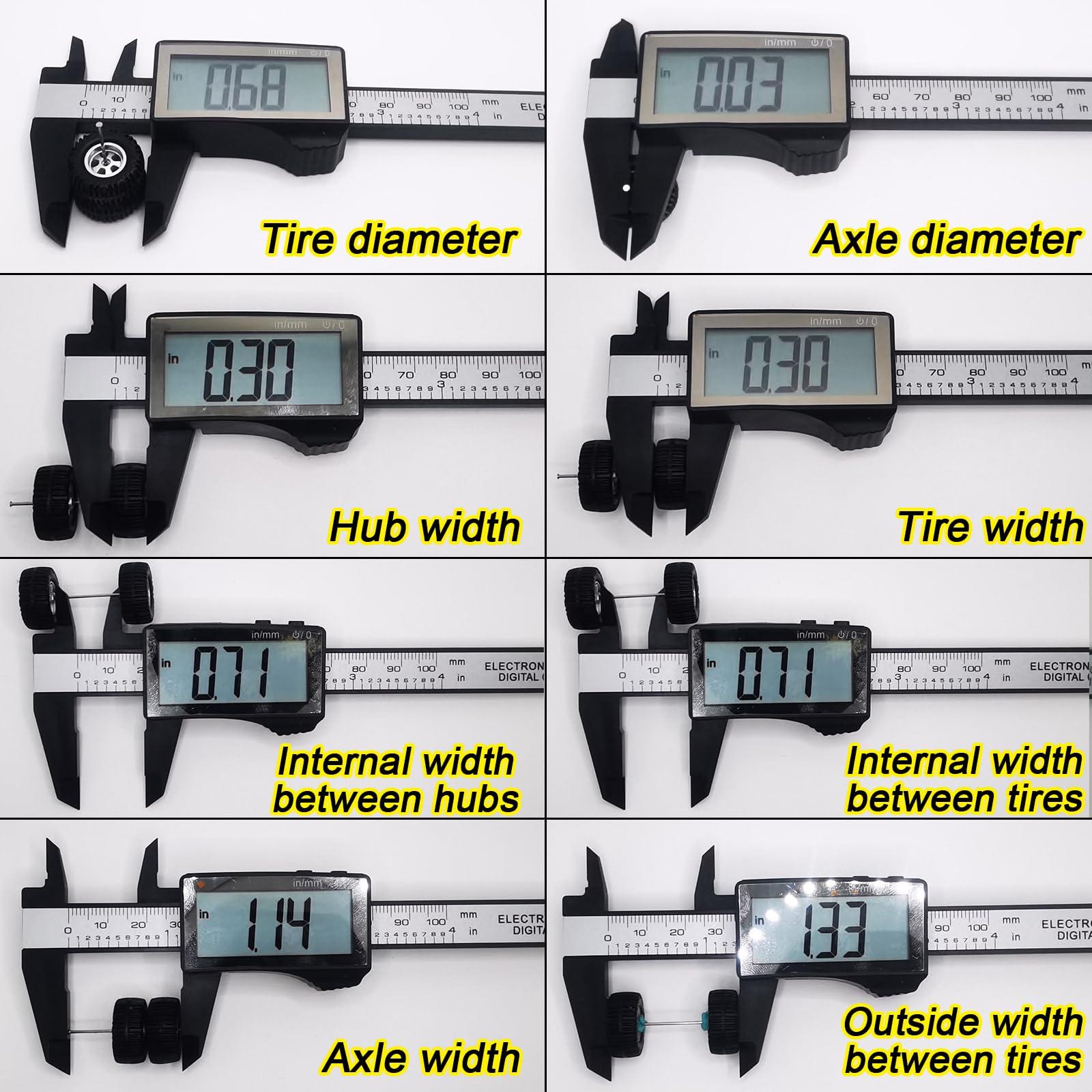 XYELKW 10 Set 1/64 Off Road Wheels, 1:64 Scale Wheels and Tires Set Large Trucks Off-Road Modified Tire with 5 Styles Rims(Tire Diameter 0.68in/17.2mm) (White)