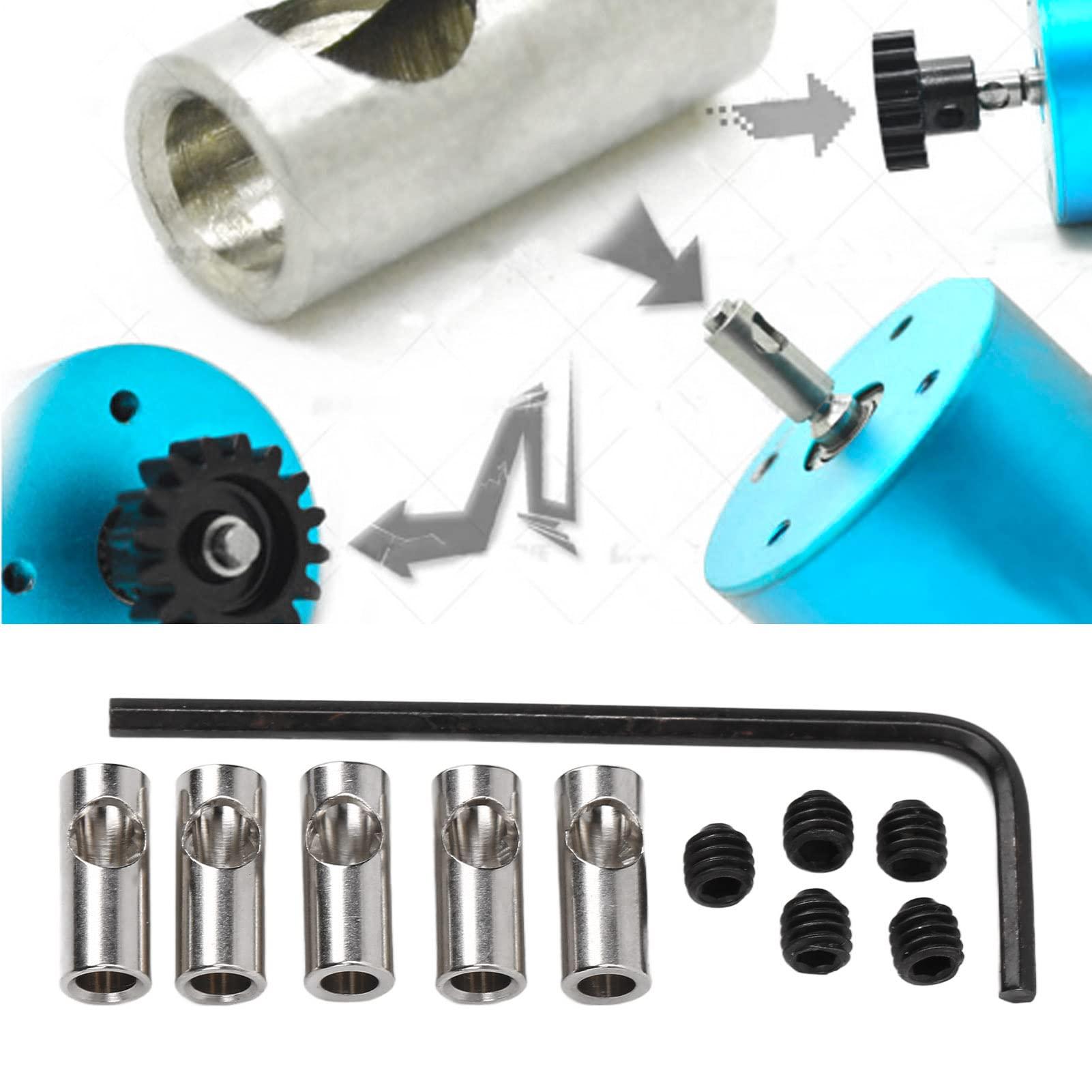 Dilwe Dilwe RC Motor Shaft Adapter, 3.17mm to 5mm Pinion Reducer Sleeve Adapter Stainless Steel Shaft Adapter Motor Axle Change Over RC Accessories for Converting RC Motor 3650 550 540 Pinion Gears