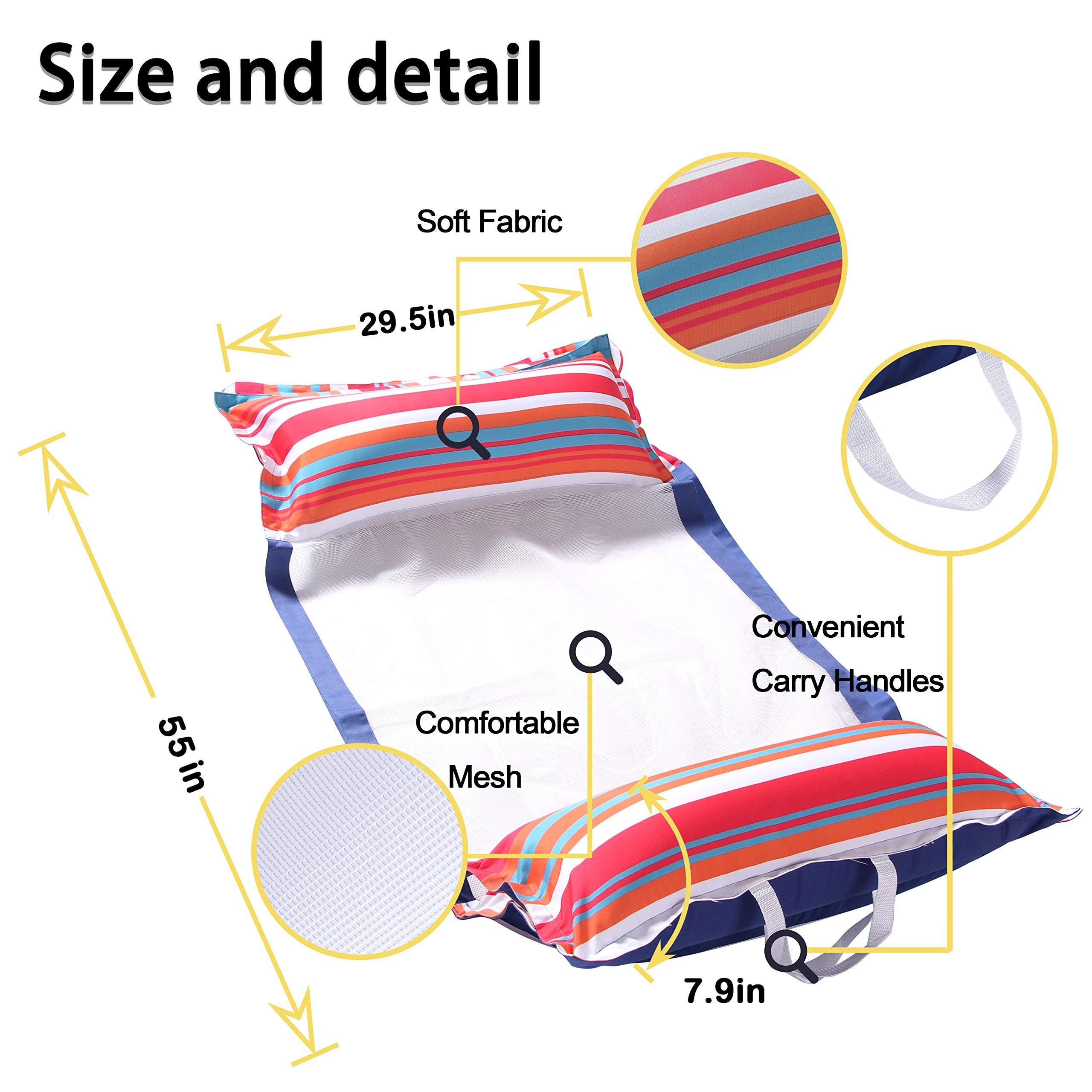FindUWill FindUWill Fabric Pool Hammock Floats, XL, 2Pack Inflatable Water Hammocks Floaties 4-in-1 (Saddle, Lounge Chair, Hammock, Drifter), Pool Float Lounger for Adults