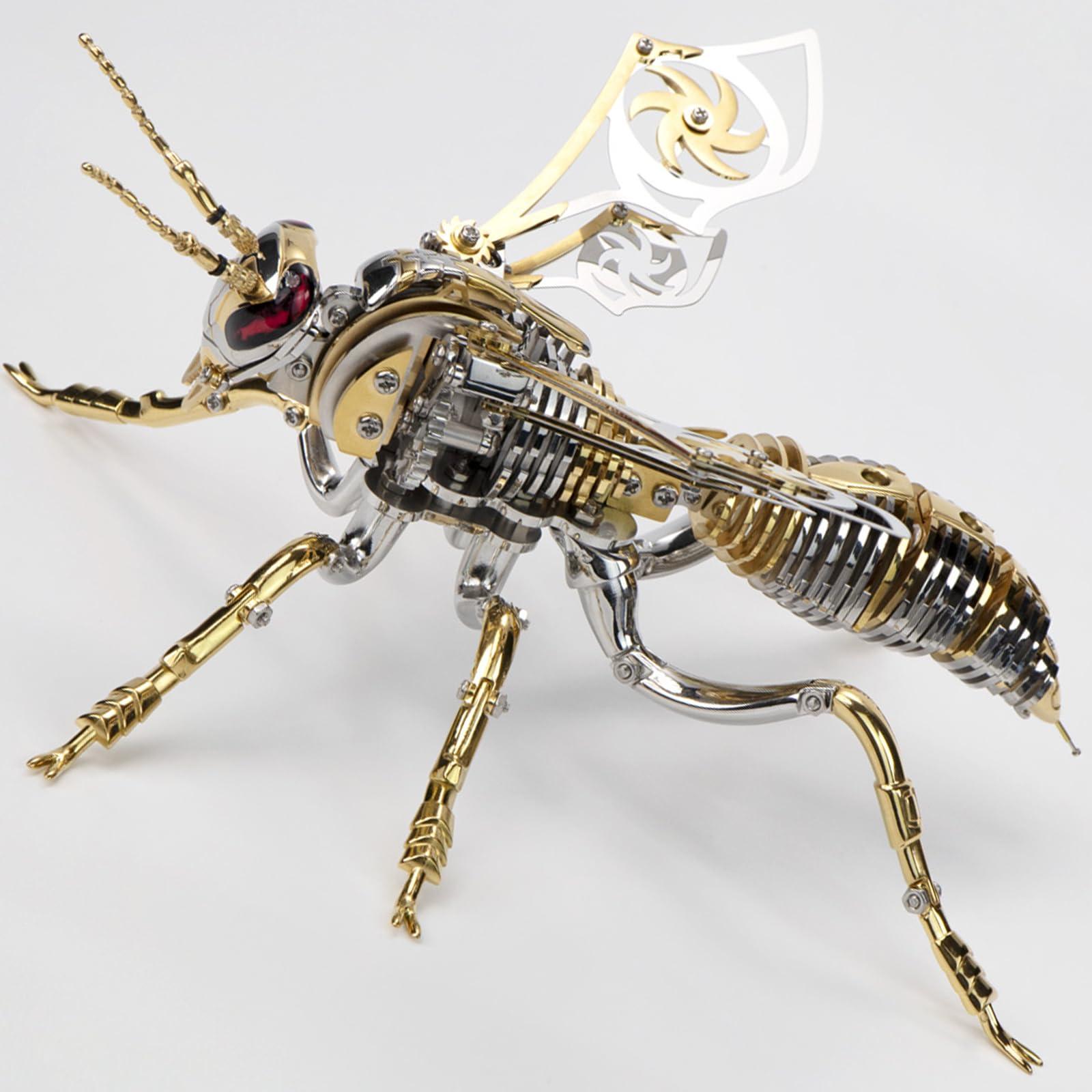 OreilleStar 3D Metal Puzzles for Adults: Northern Giant Hornet Metal Model Kits, 3D Metal Puzzle Mechanical Wasp Building Blocks, Difficult DIY for Assembly, Birthday Gifts for Men (3D Metal Wasp-Silver Gold)