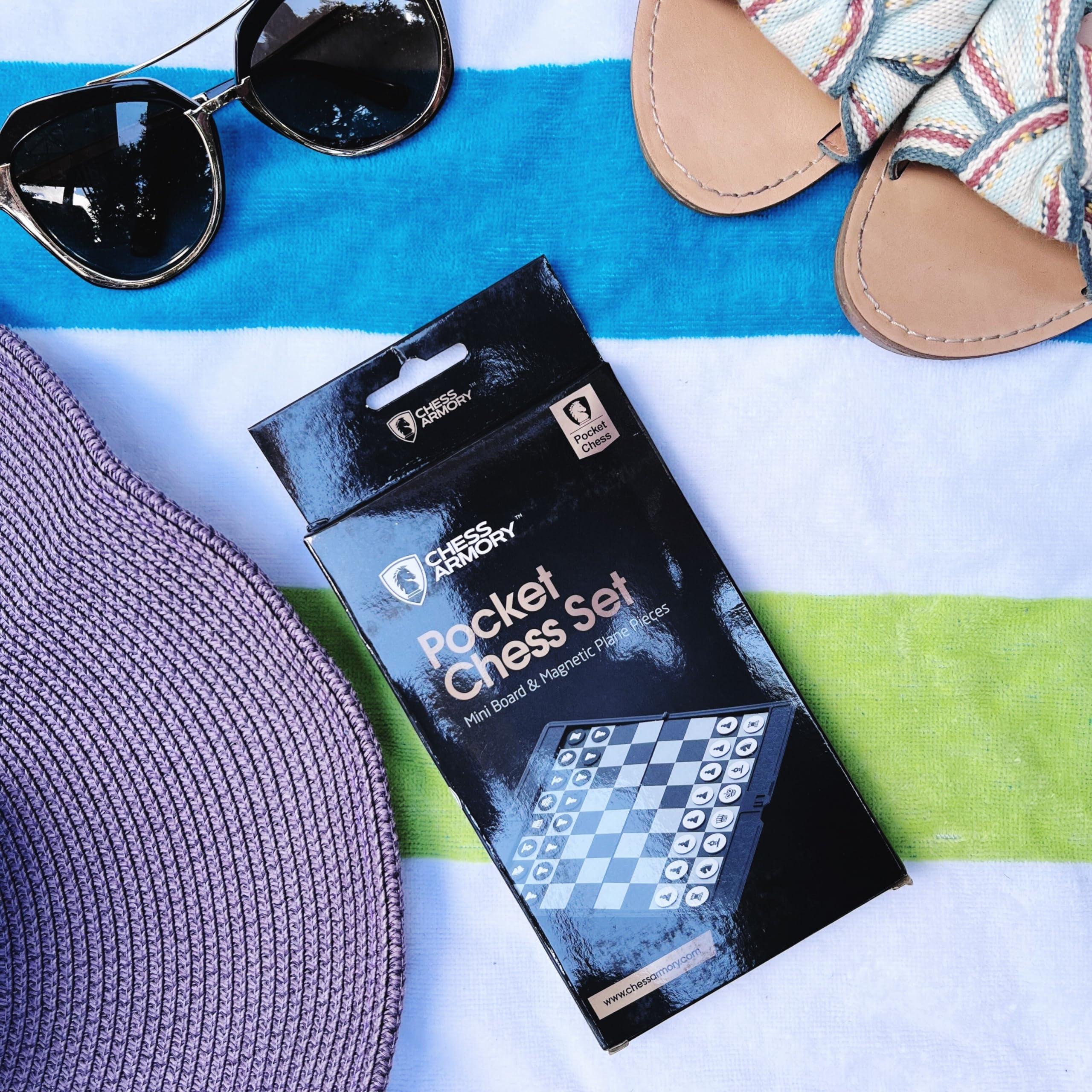 Chess Armory Chess Armory Pocket Chess Set - Portable Mini Chess Set for Adults and Youth - Mini Chess Board to Take Anywhere for an Unforgettable, Mind-Sharpening Chess Game