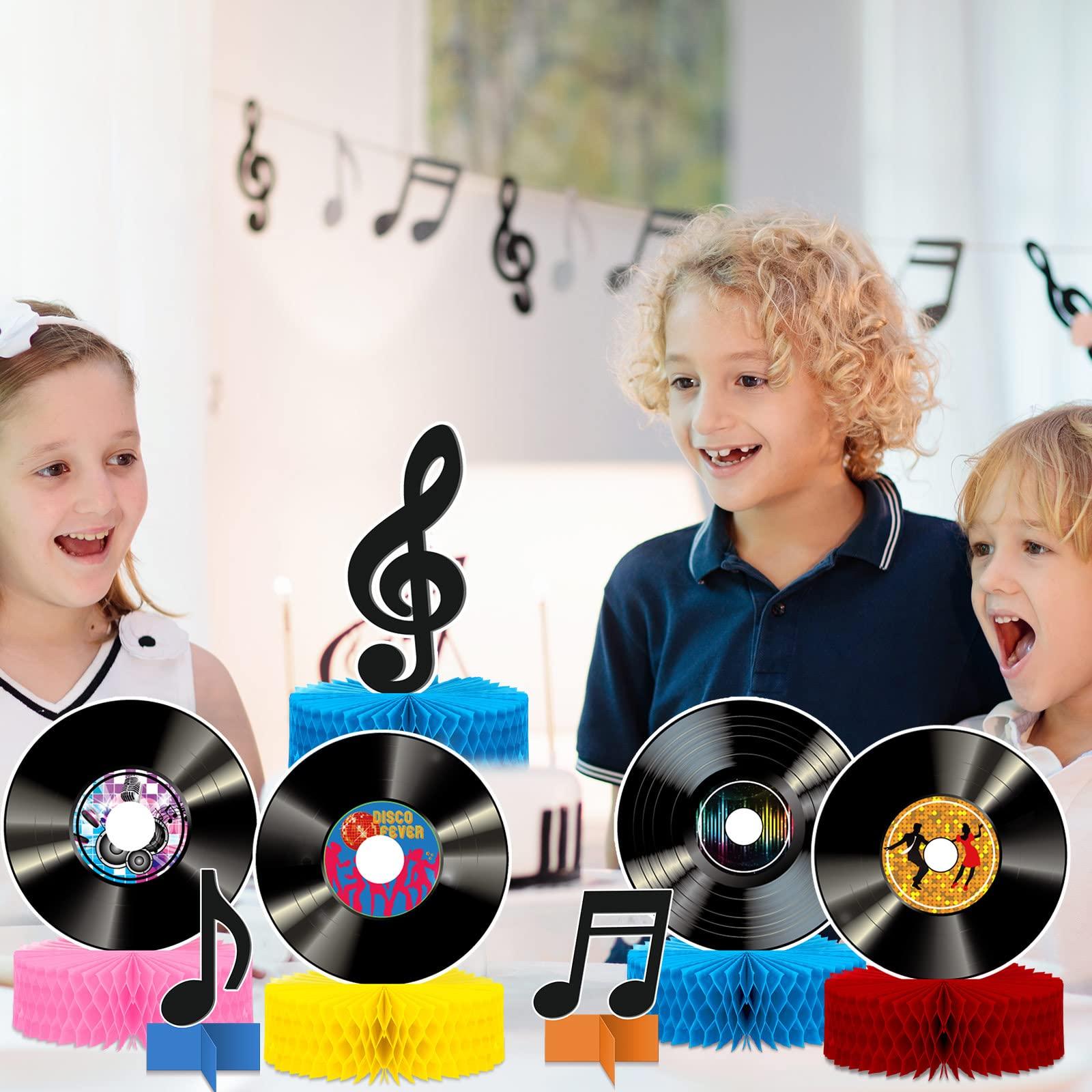 Eaasty 12 Pcs Vinyl Record Honeycomb Centerpieces 1950\'s Party Decorations Rock and Roll Music Party Supplies Record Retro Table Decor Record Note Room Decor Sign for 50s Theme Music Party Supplies Favors