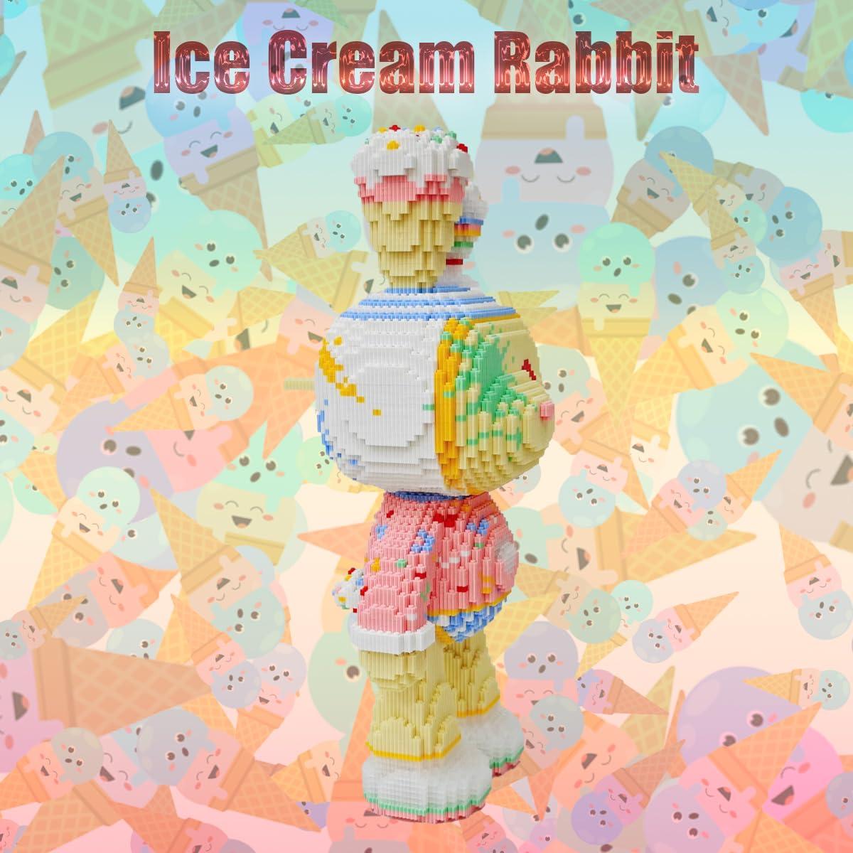 HONLANCH HONLANCH Animal Ice Cream Rabbit Micro Building Blocks Set8000PCS 55cm High Series Gift for Adults and Kids