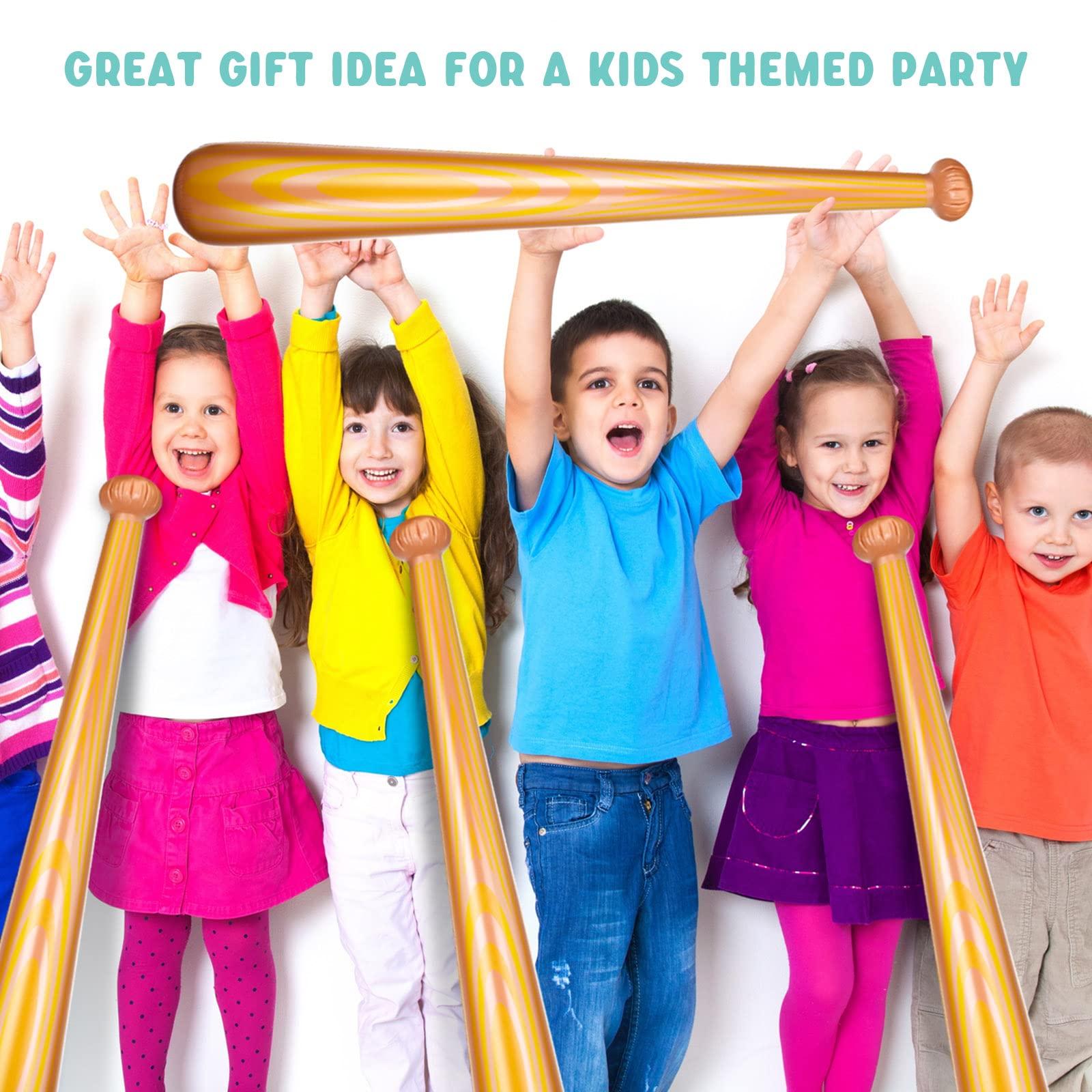 Leyndo 6 Pcs Giant Inflatable Baseball Bats Large 40 Inch Inflatable Toy Bat Baseball Party Favors, Sports Theme Toy, Birthday Party Decorations for Pool, Beach