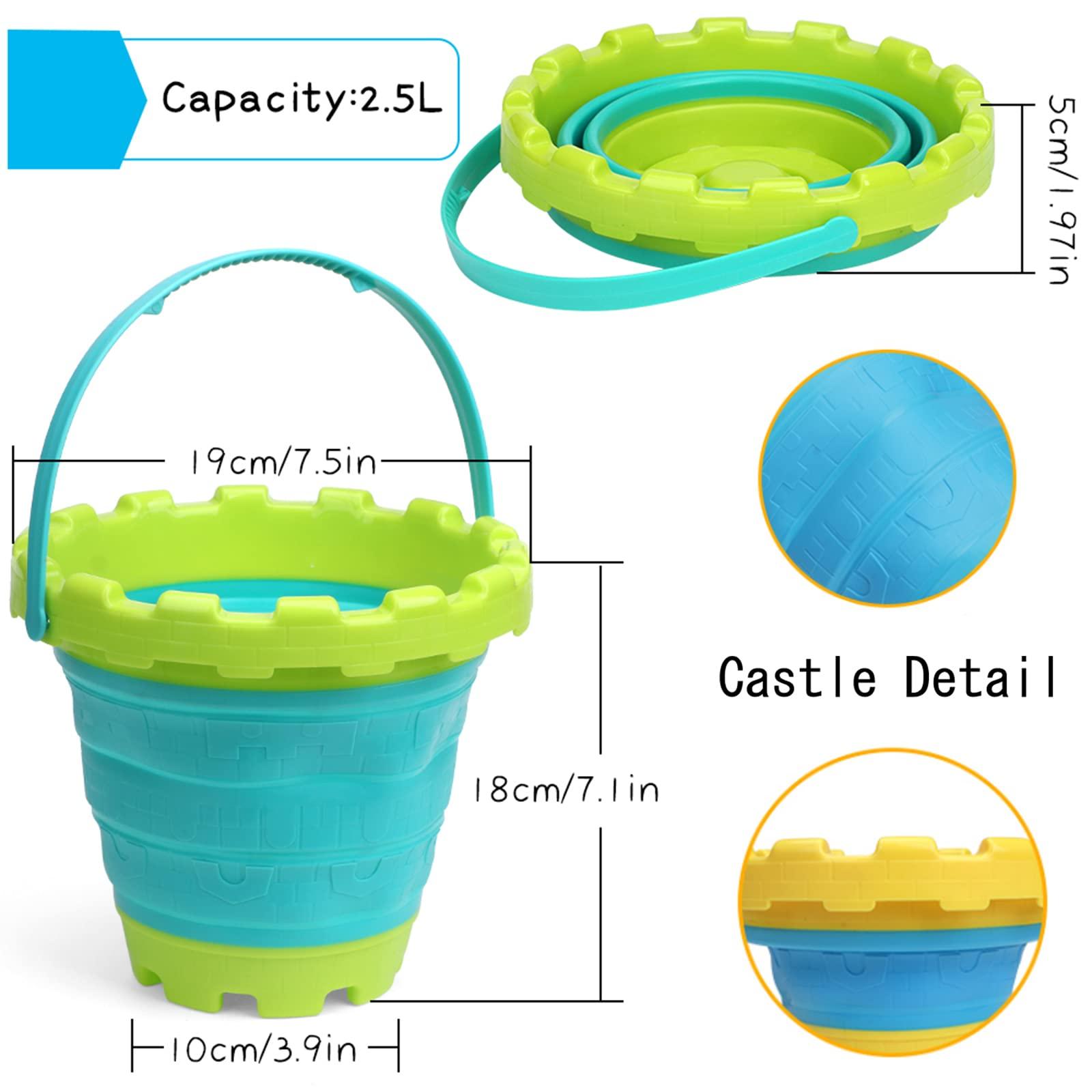 Anzmtosn Jumbo Avocado Castle Model Beach Gear 7\" Large Sand Buckets Pails Beach Water Pool Gardening Bath Toy Environmentally ABS Durable Thick Plastic Complete Gift Set Bundle for Kids Boys Girls
