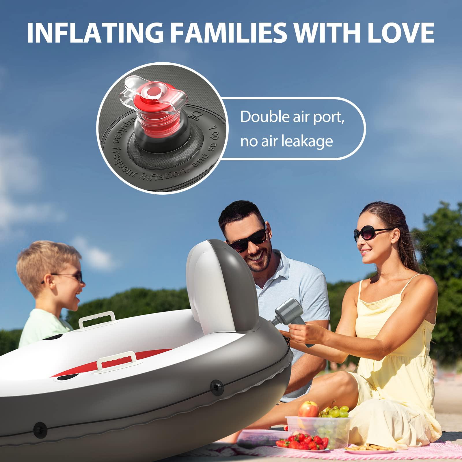 QPAU QPAU Inflatable Tube, 0.4 mm Thickened Puncture-Resistant Heavy Duty Float, River Raft with Ergonomic Backrest, Mesh Bottom & 2 Cup Holders for Family Friends Lake Float