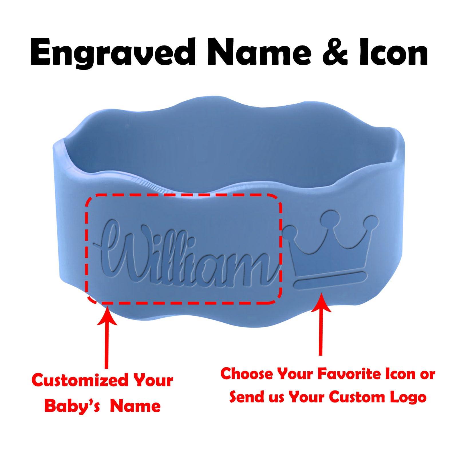 Yananka Custom Baby Bottle Labels Reusable Silicone Name Bands Personalized (up to 10Pcs) Waterproof Anti-Slip for Daycare Customized Newborn Girl Boy Kids Gift