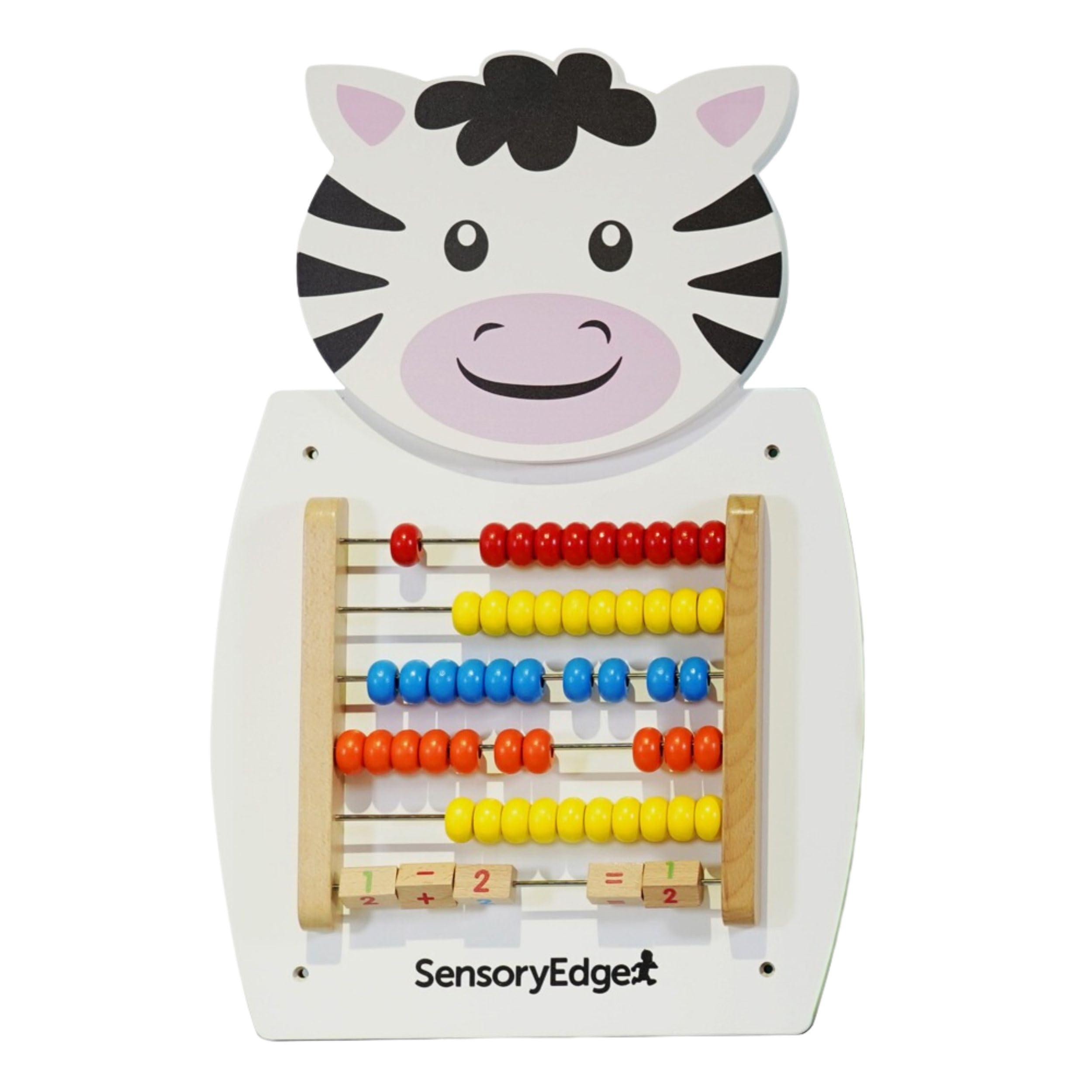 SensoryEdge Zebra Abacus Counting Wall Mounted Toy - Busy Board Fine Motor Skills - Montessori Toys Toddler Sensory Wall Decor Children\'s Playrooms, Bedrooms, Waiting Areas, Schools & Daycares