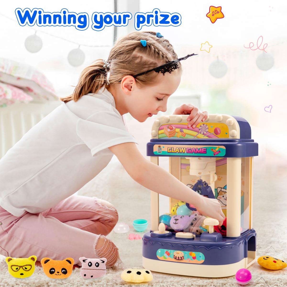 LOYO LOYO Claw Machine for Kids, Mini Vending Machine with 30Pcs Toys, Candy Dispenser Arcade Game for Kids 6 7 8 9 10 Birthday Gifts (Blue)