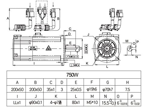 LCRHLCNC LCRHLCNC Servo Motor 400w 600w 750w with 60 80 Flange 17 Bit Absolute AC 220V Servo Driver High Accuracy Magnetic Servo 3000-6000RPM (600)