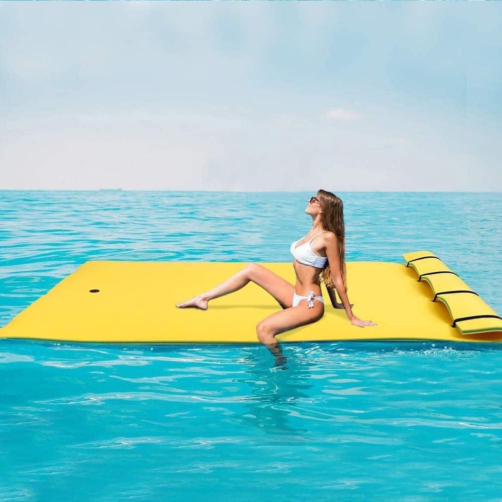 Llchaensc Llchaensc Large Floating Mat for Kids and Family,Anti-Tear 3-Layer XPE Foam Water Pad for Lake Pool Beach Ocean - Summer Recreation Outdoor Fun,Yellow,1.8mx0.6mx3.3cm