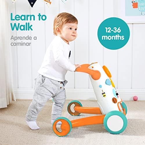 KÜB KÜB Interactive Baby Push Walker | Orange | Locking Wheels | Safe & Stable Design | Activity Walker | Baby Walker Toy | Toddler Push Toy | Learning Walker Toy | Infant Toys