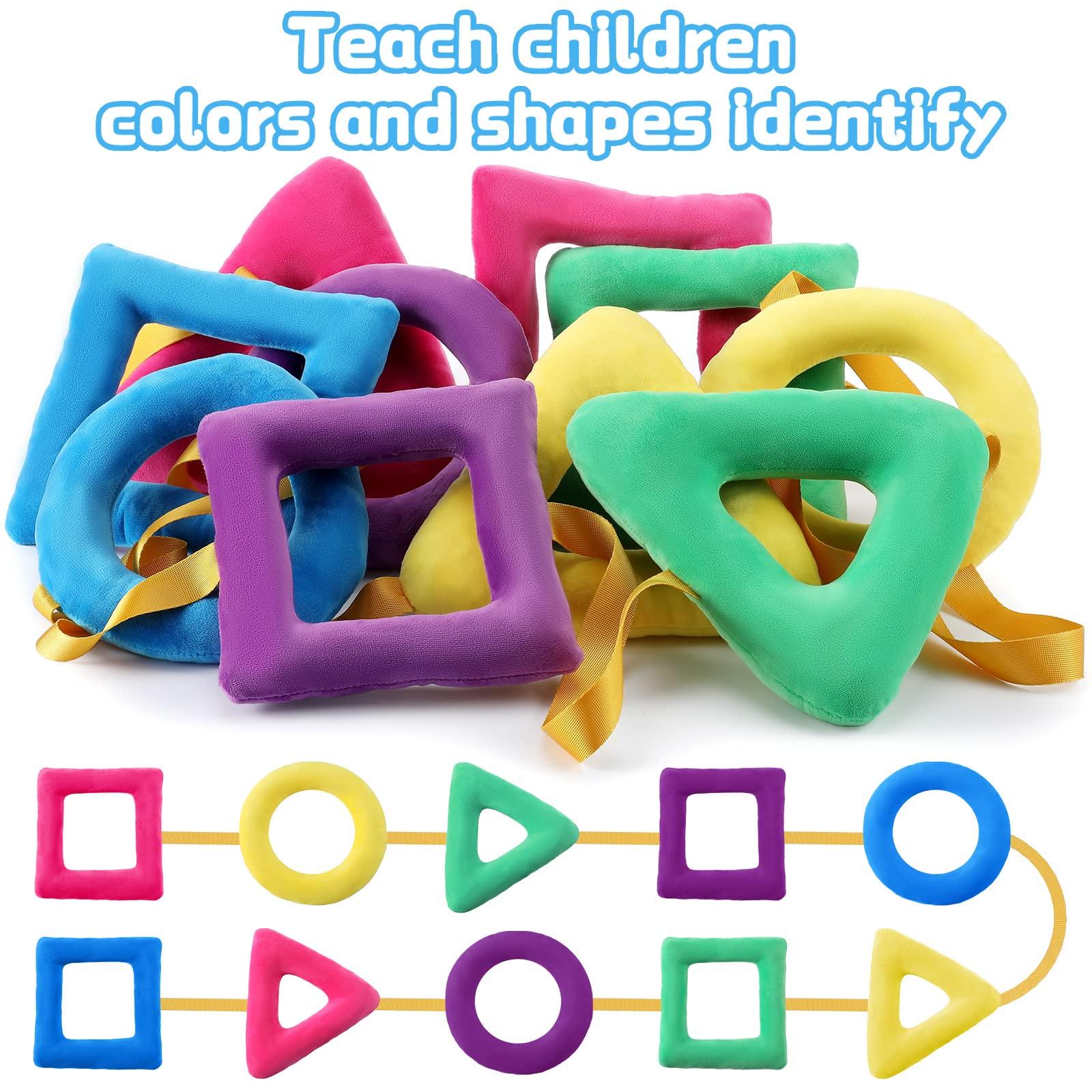 Woanger Shapes Walking Rope for Preschool Walking Rings for Toddlers 100th Day of School 10 Colorful Handles Leash for Toddler Class Line Rope 165'' Long Keep Children Calm and Line Classroom Supplies (1)