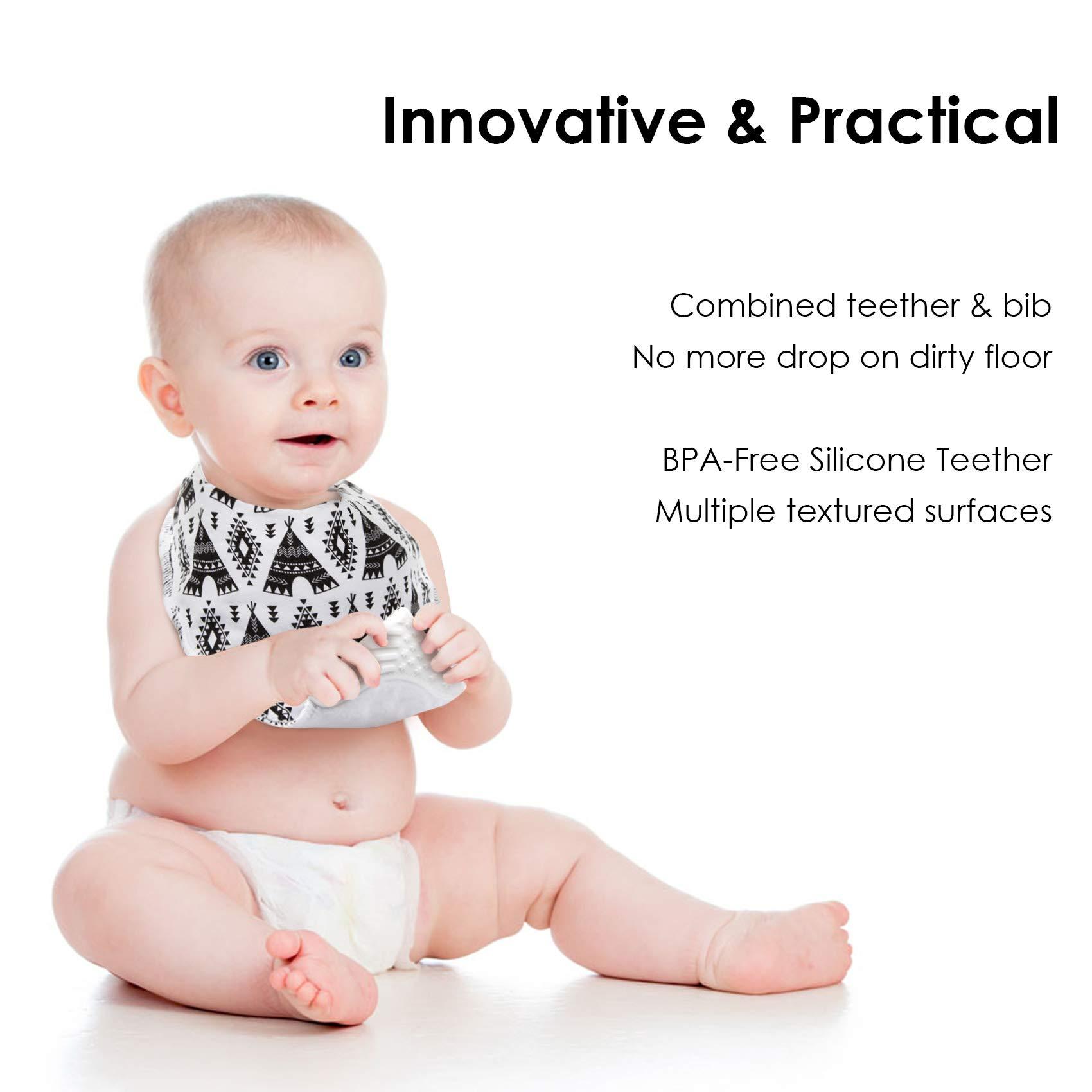 Giftty Giftty BabyBandana Bibs with Teething Corner, Teething Bib, BPA-Free Silicone Teether and Adjustable Snap for Baby Boys, (Black Forest, 5-Pack)