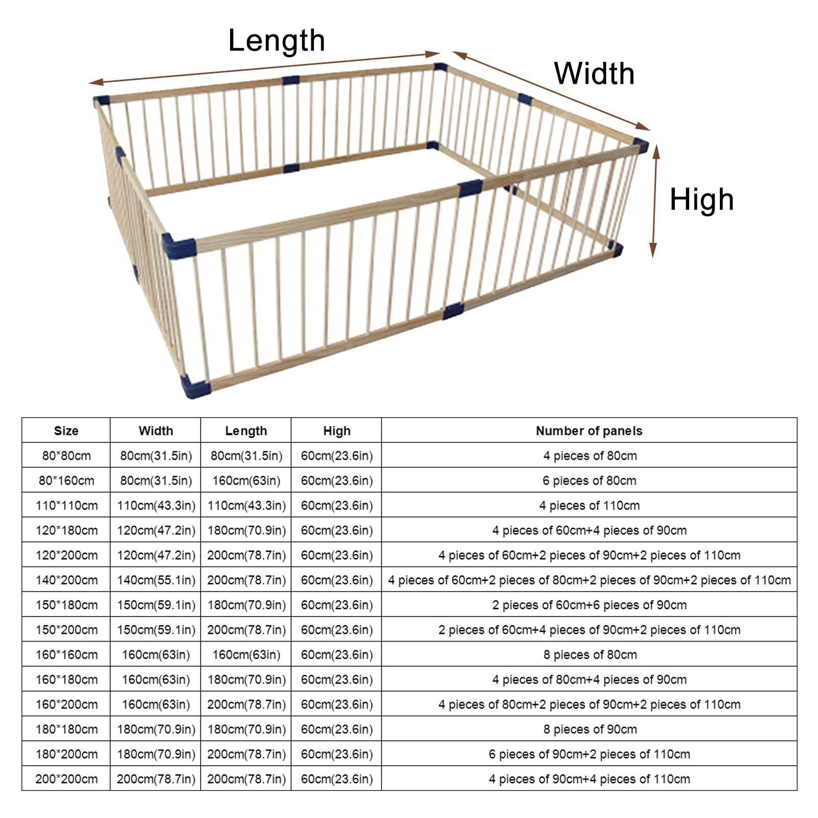 Jolan Baby Playpen Wooden,Toddler Kids Safe Playground,Easy to Remove Baby Fence,Breathable Durable Laypens for Babies,for Indoor Outdoor Activity Center,61cm High,Anti-fall,180180cm