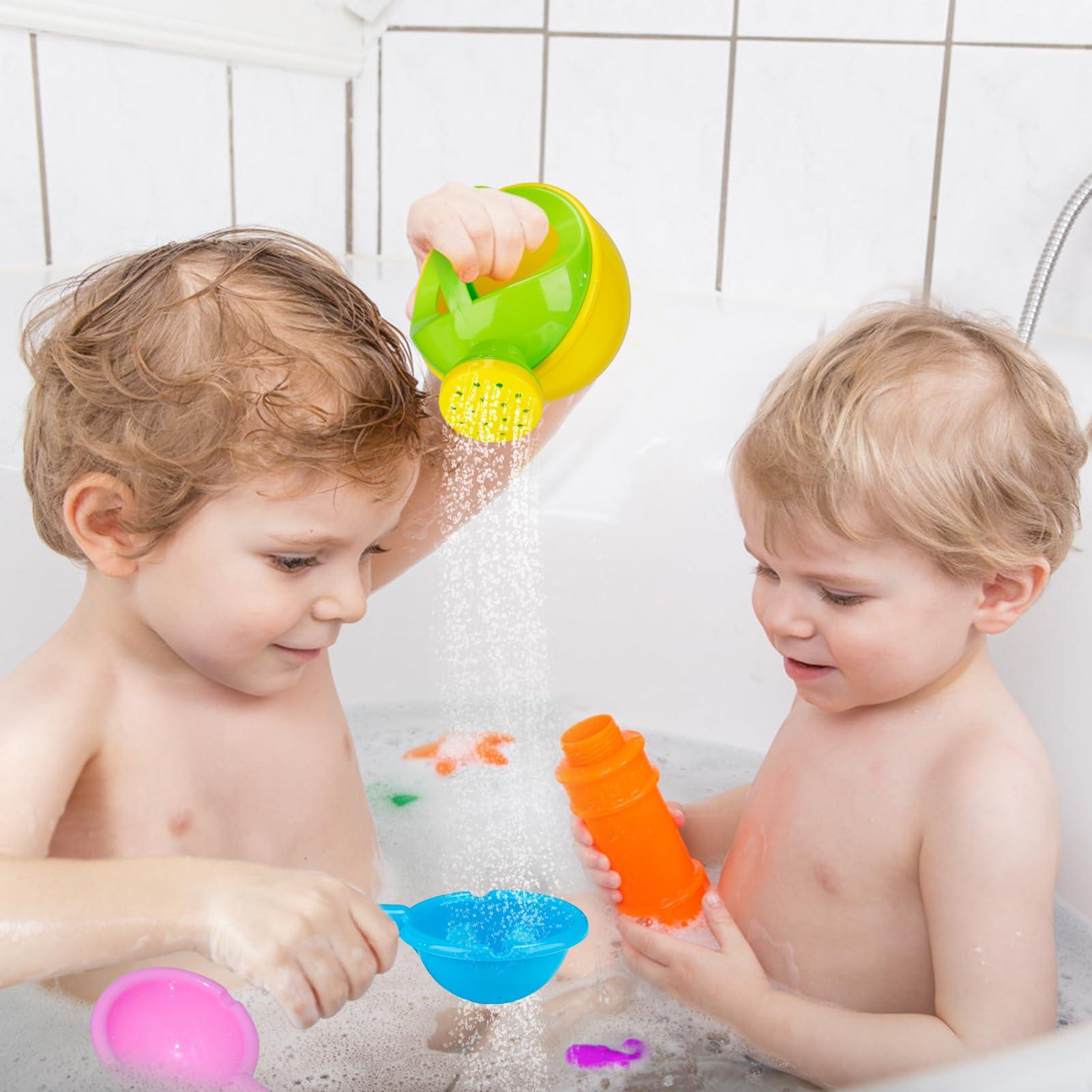 Biubee Bath Toys for Toddlers Age 1-3 - Baby Bath Tub Swimming Pool Water Table Toys, Easy to Clean, Mold Free Water Toys Fun Tactile Training Newborn Gifts, 3 Pack (Yellow)