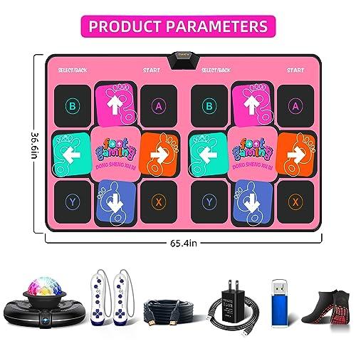 FWFX FWFX Dance Mat for Adults and Kids, Double User Wireless Dance Pad Game for TV, Plug and Play Electronic Dance Mats with Smart Camera, Exercise Dancing Mat for Family Games, Birthday Gifts Ideas