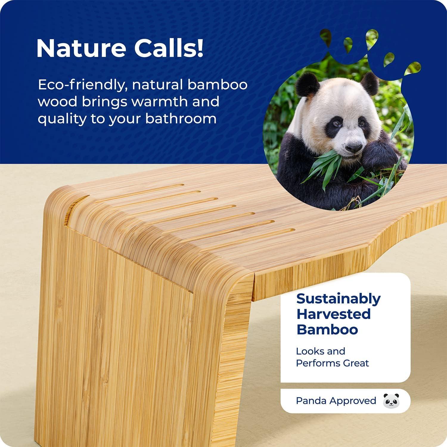 Squatty Potty Squatty Potty Oslo Folding Bamboo Toilet Stool 7 Inches, Collapsible Bathroom Stool for Kids and Adults Brown, Portable and Space-Saving