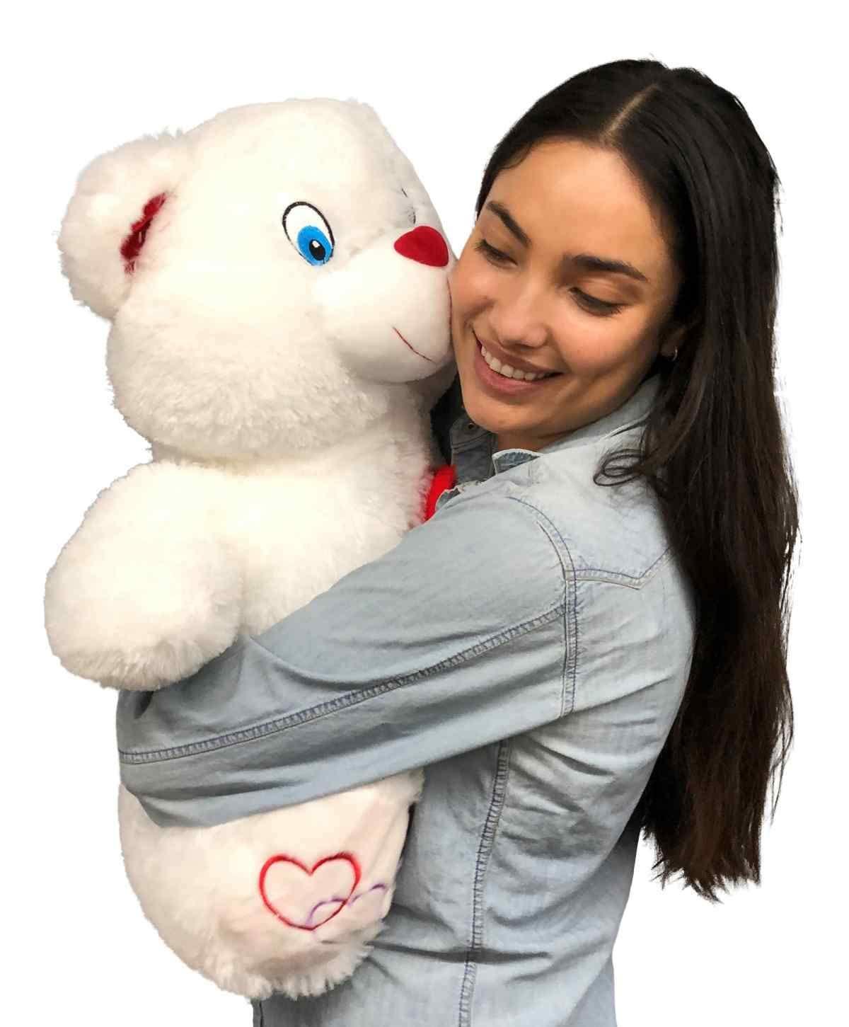Big Plush Big Plush® 2 Foot Teddy Bear 24 Inches Soft White Plushie with Red Nose and Heart on Chest
