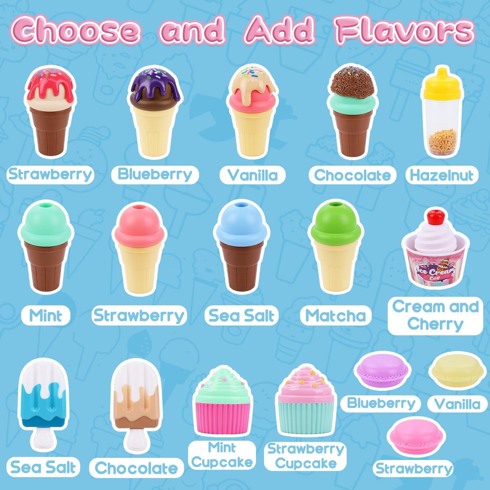 Gifts2U Gifts2U Ice Cream Cart Toys for Kids,45 Pcs Ice Cream Play Set,Pretend Play Store with Storage Trolley,Food Toys,Play Ice Cream Shop Toy,Gift for Boys Girls 3 4 5 6 Years Old