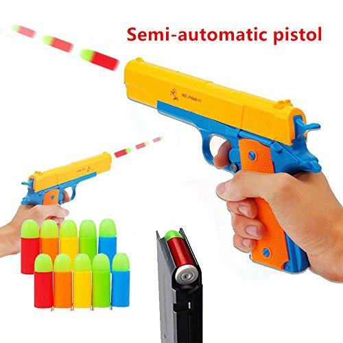 Teanfa Teanfa Classic Colt 1911 Toy Gun with Soft Bullets, Ejecting Magazine, and Pull Back Action, 1:1 Replica of an M1911A1 Colt 45 and 5 Extra Bullets