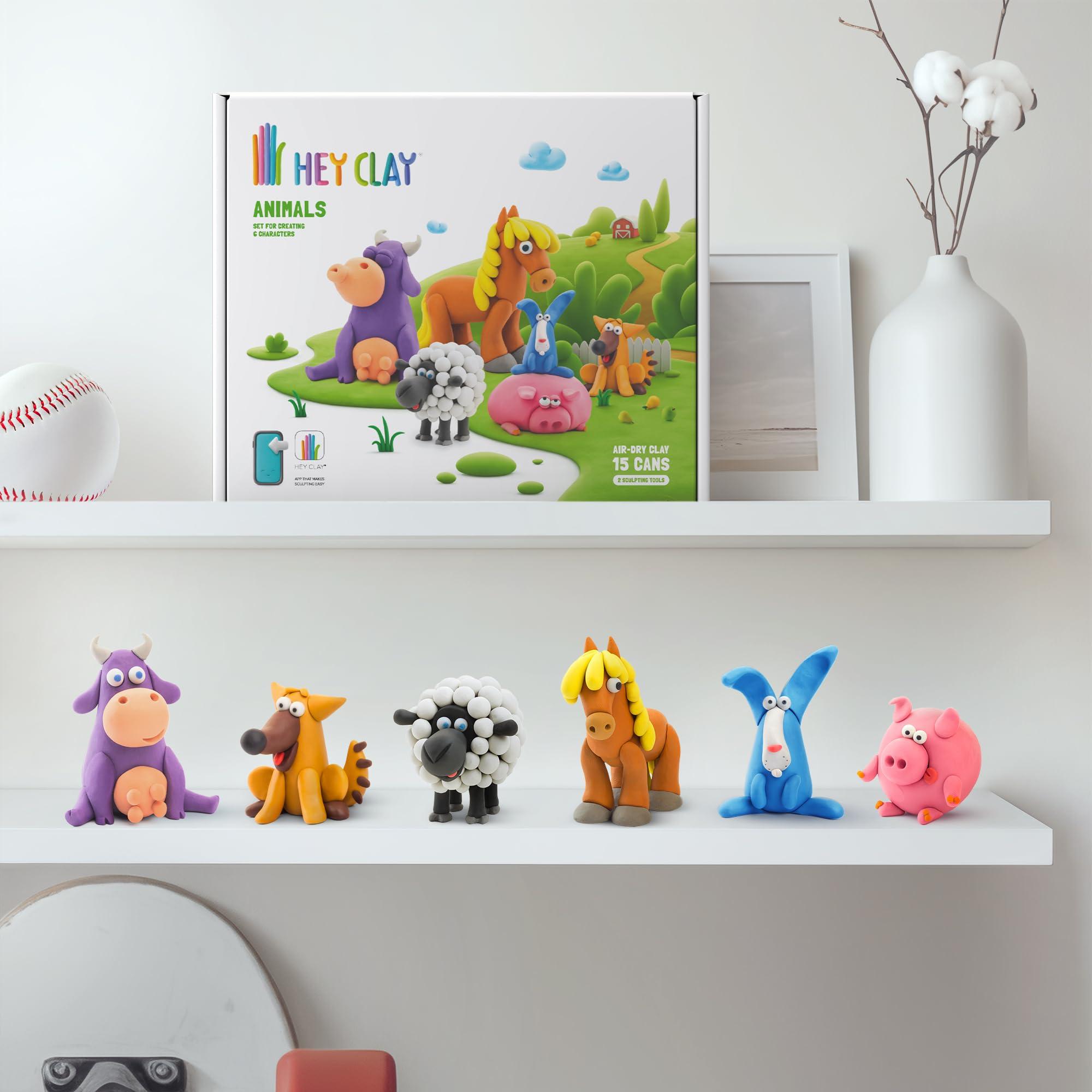Hey Clay Hey Clay Animals - 18 Can Modeling Air-Dry Clay & Interactive App - Arts & Crafts for Ages 3 to 11 (18)