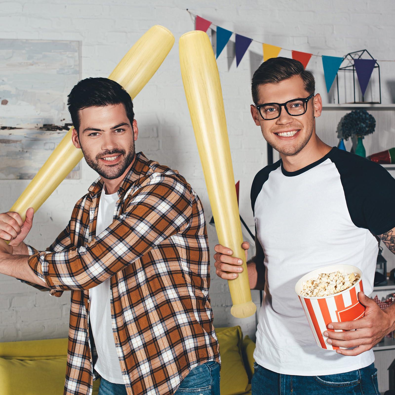 Sotiff Inflatable Baseball Bat Blow up Baseball Ball for Kids 29.5 Inch Sports Themed Inflatable Bat Blow up Baseball Party Favors Summer Beach Inflatable Toys for Birthday Carnival (Classic,6 Packs)