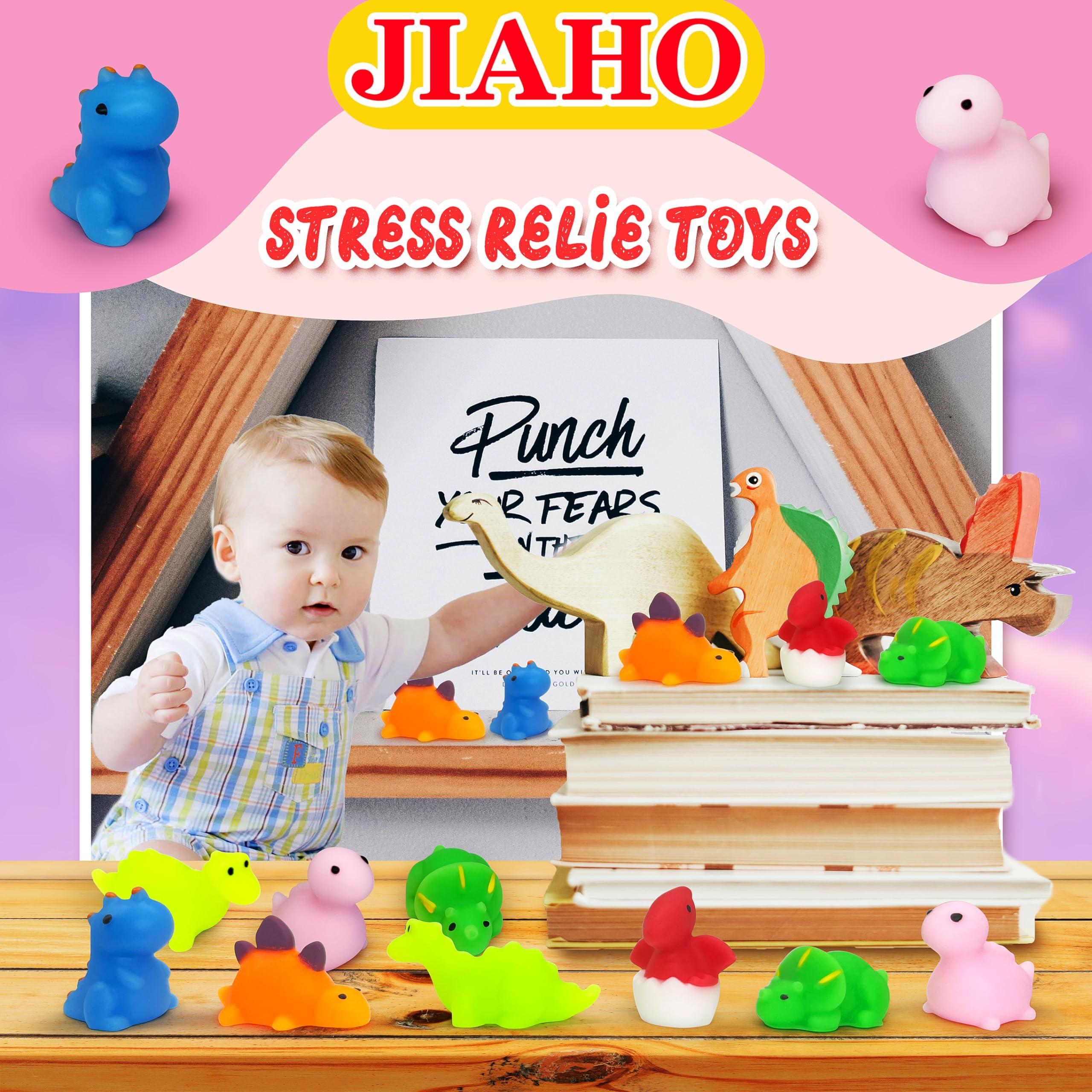 JIAHO JIAHO 9 Pcs Dinosaur Mochi Squishy Toys, Kawaii Squishies, Party Favors for Kids, Squishy Dinosaur Sensory Toys, Mini Stress Ball Fidget Toys Bulk for Kids Prizes, Easter Basket Stuffers, Birthday