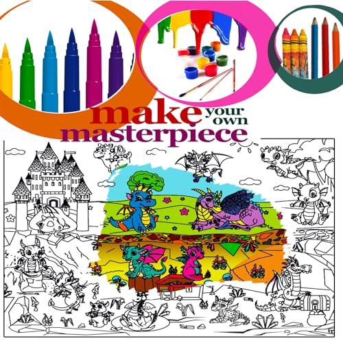 ALEX Art ALEX Art, Large Coloring Poster - Dragon Big Giant Coloring Sheets - Family Jumbo Wall Coloring Pages - Super Huge Coloring Posters for Kids - Children Table Floor Poster Size 38.5”x26.7”