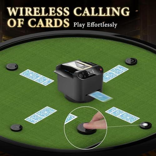 NIBHZ NIBHZ Automatic Card Shuffler Dealer Machine, 360 Rotating Card Dealer with 4 Wireless Dealer Buttons, Rechargeable Card Dealer Machine for UNO, Blackjack,Black