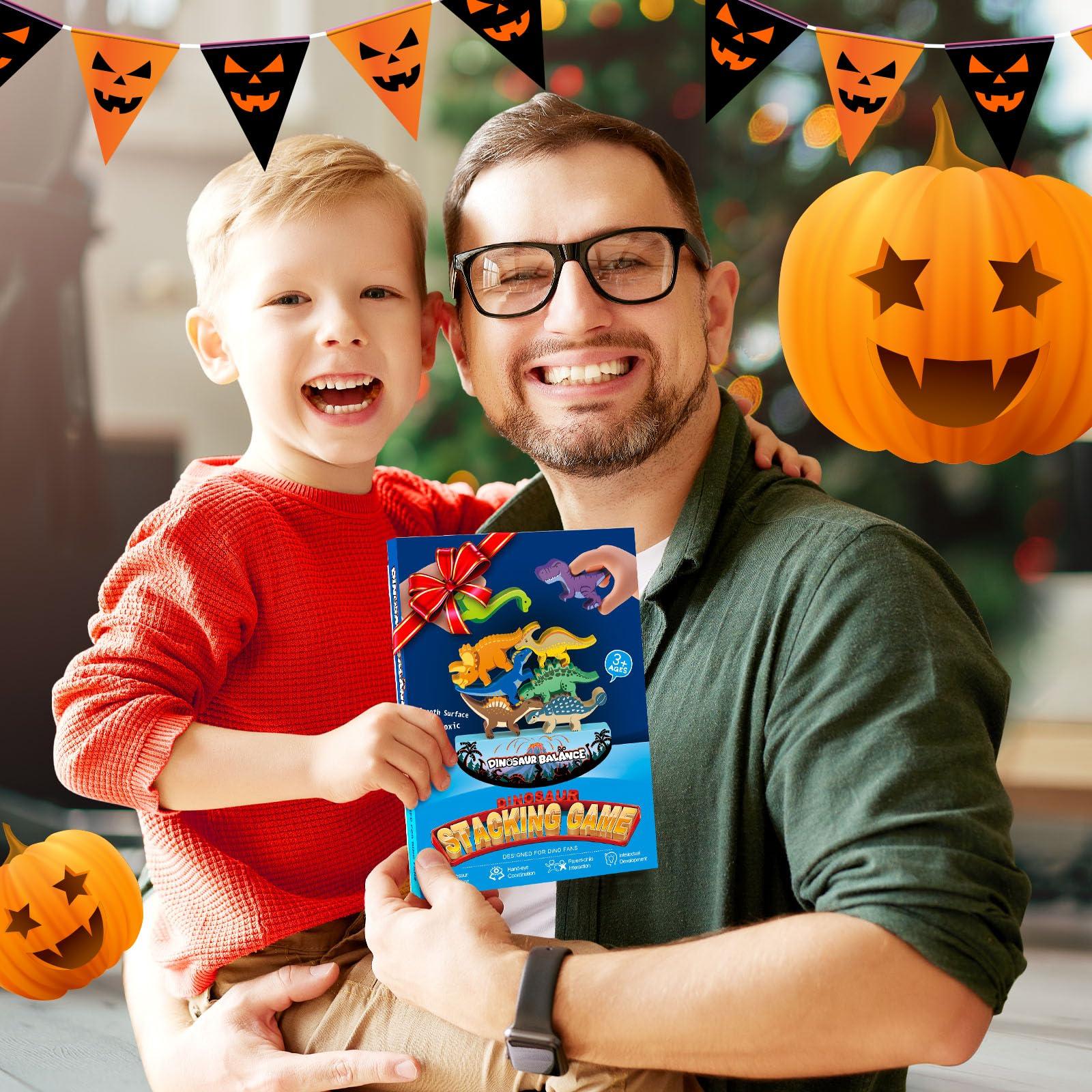 IPOURUP IPOURUP Dinosaur Toys for Kids 3-5: Wooden Stacking Montessori Toys for 3 4 5 6 7 8 Year Old Boys Girls Balance Competition Game for Family Christmas Birthday Gifts for Kids Ages 4-8 (Classic Version)