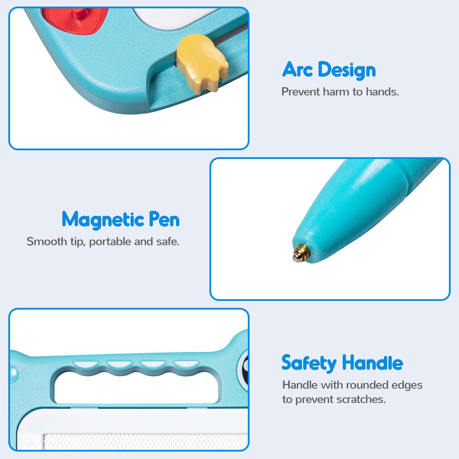 SGILE SGILE Toys for Kids, Magnetic Drawing Board for Early Learning, Color Erasable Doodle Writing Pad Gift for Baby Girls Boys, Painting Sketch Pad with Four Stamps for 3 4 5 Year Old Toddlers, Blue