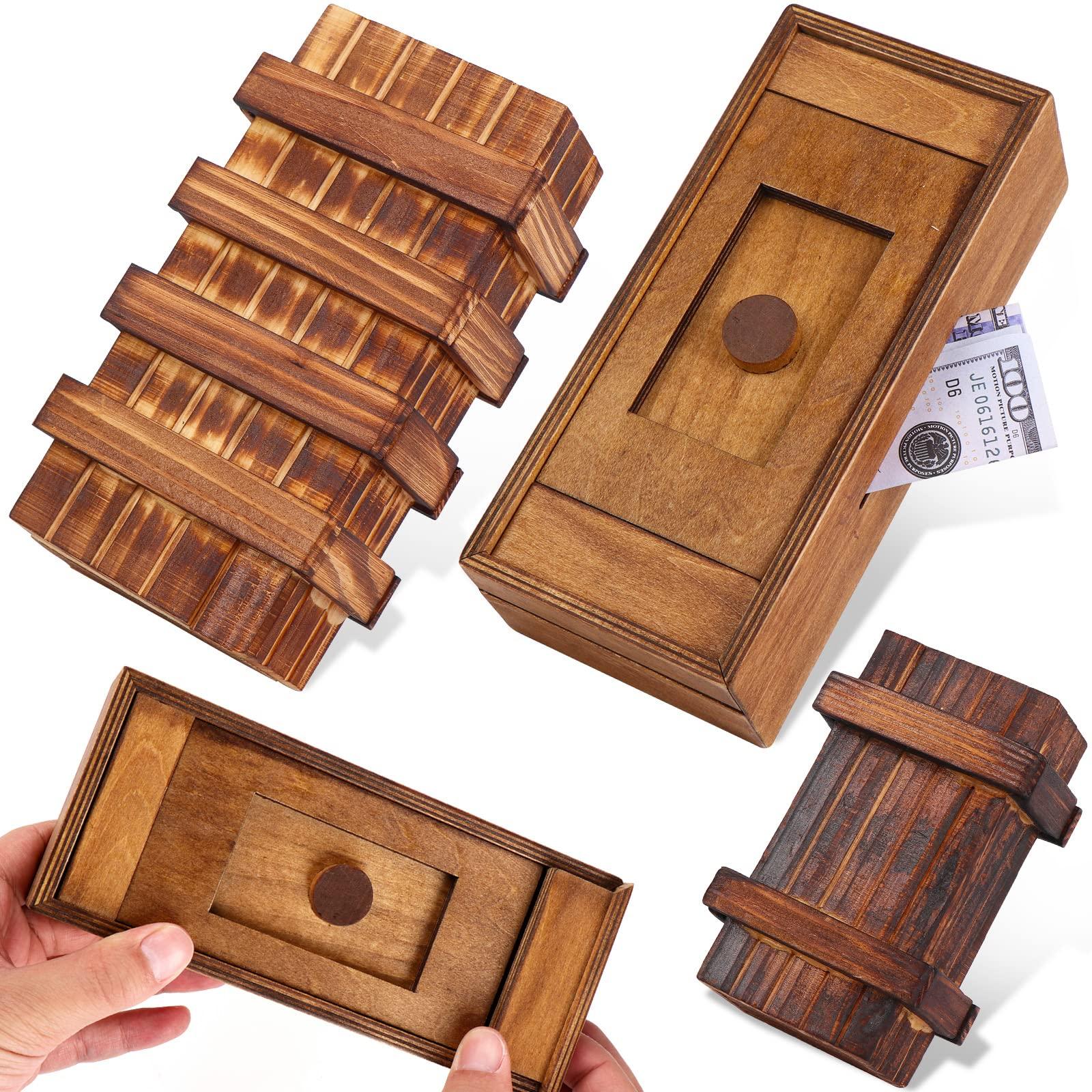 Oppaxf Puzzle Box 3 Pack Wooden Secret Puzzle Box with Hidden Compartment 3D Brain Teaser Magic Drawers Secret Magic Box Wooden Box Puzzle Case Difficult Puzzle Box Gift Card Puzzle Box for Adults and Kids