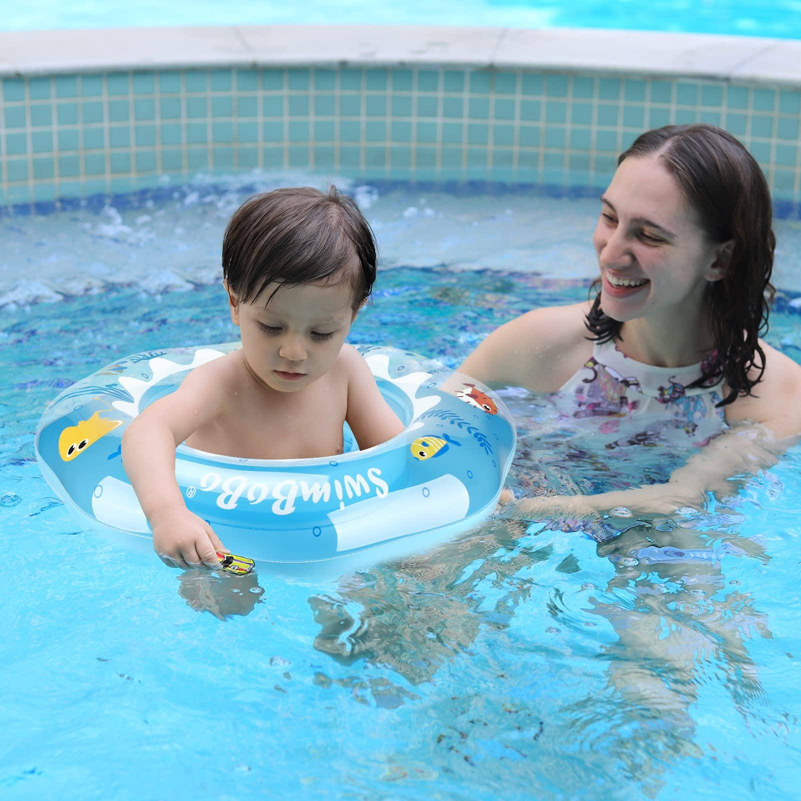 opomoqo Baby Swim Ring Underarm Swim Seat Float Trainer with Backest for Toddler 6 Months to 3 Years (Deep Blue)