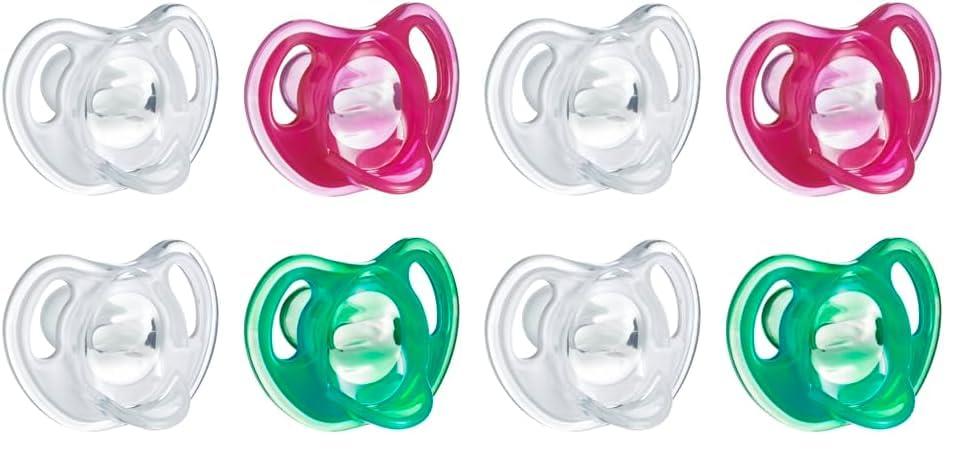 Tommee Tippee Tommee Tippee Ultra-Light Silicone Pacifier, Symmetrical One-Piece Design, BPA-Free Silicone Binkies, 18-36m, 4-Count (Pack of 2)