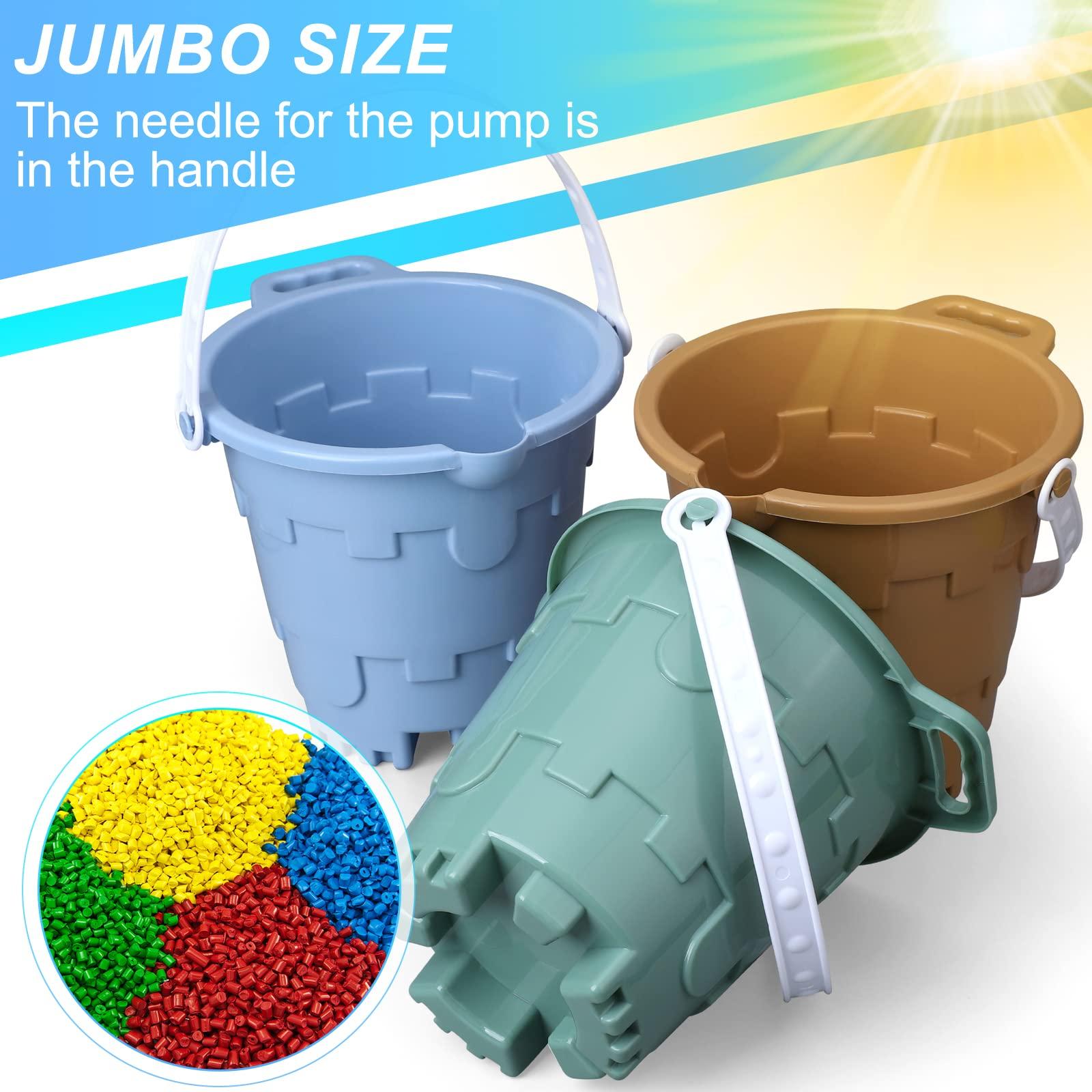 Anzmtosn Jumbo Avocado Castle Model Beach Gear 7\" Large Sand Buckets Pails Beach Water Pool Gardening Bath Toy Environmentally ABS Durable Thick Plastic Complete Gift Set Bundle for Kids Boys Girls