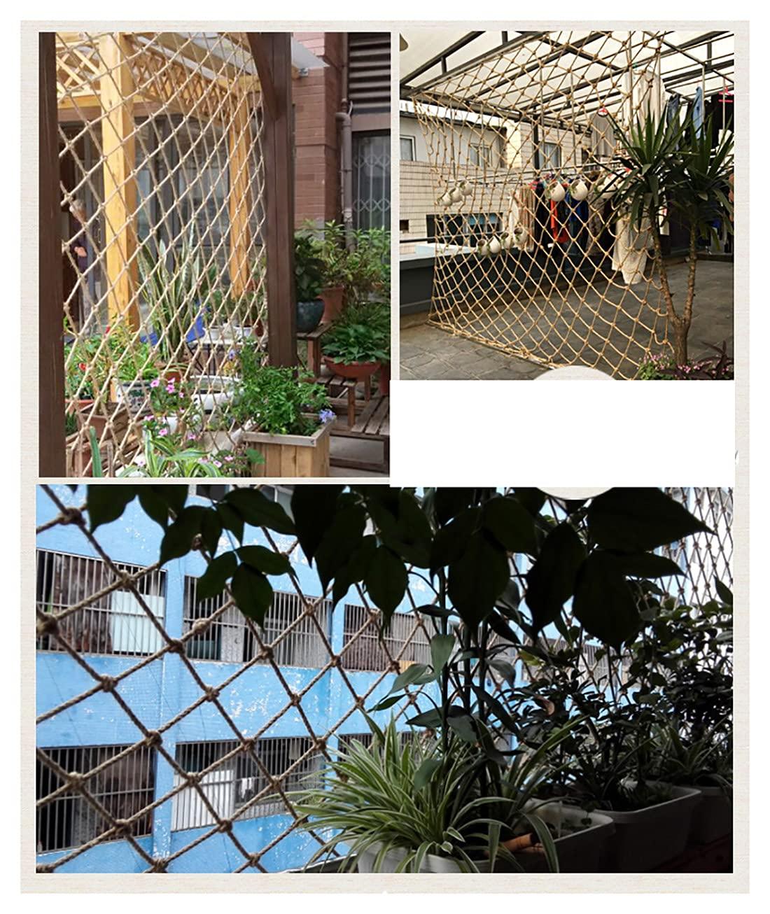 GERYUXA Safe Net Balcony Stair Protection Anti-fall Net Child Safety Net Safety Netclimbing Netrope Ladderhemp RopeAnti-fall Stair NetsFence NetsScenic Fence Protect(Size:2x4m(6.6x13ft),Color:Hemp rope net)