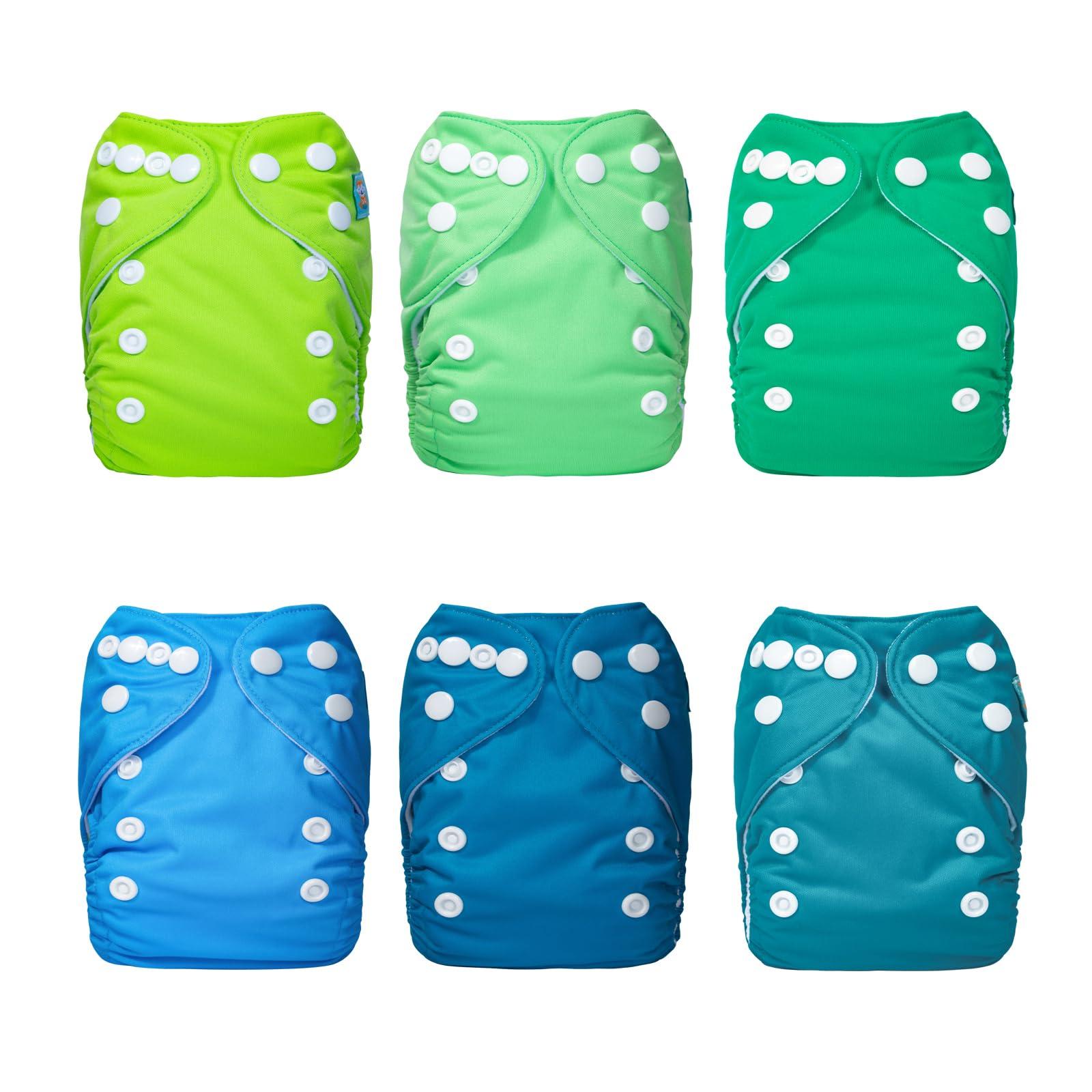 ALVABABY ALVABABY Newborn Cloth Diapers,Reusable Cloth Diaper for Preemie,6pcs Diaper Covers with 12 Newborn Diaper Inserts, Less Than 12pounds Baby