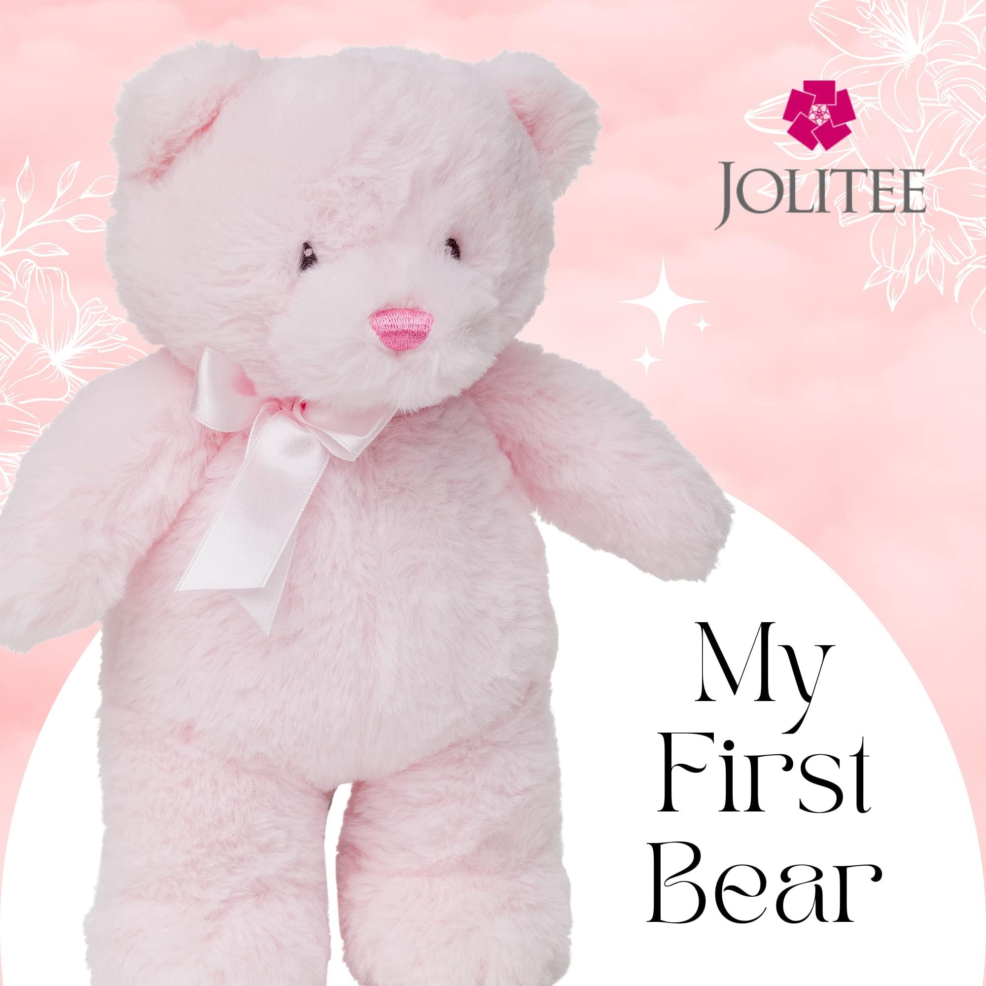 Jolitee Jolitee My First Bear Stuffed Animal - Pink Teddy Bear for Baby for Newborn, 10\"