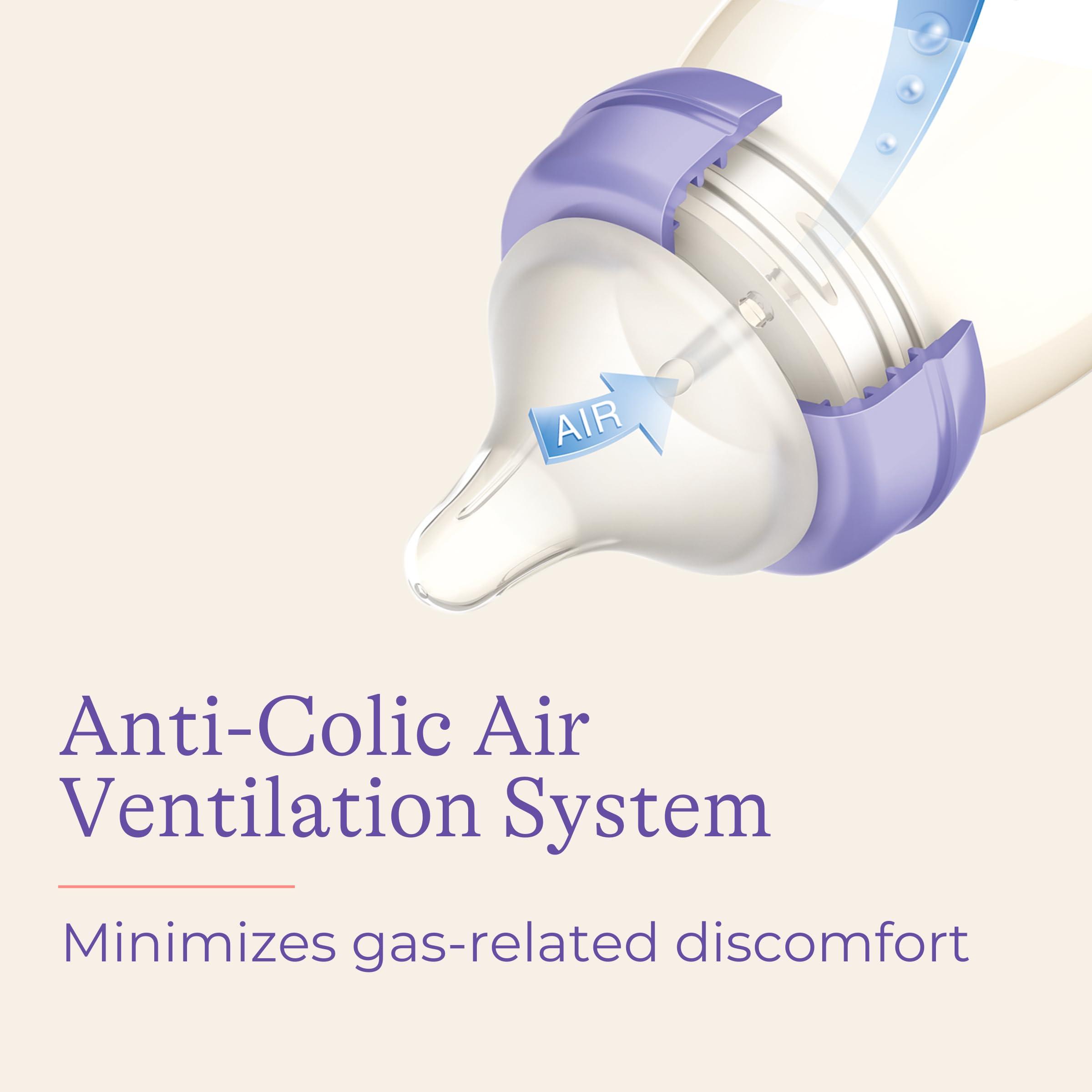 Lansinoh Lansinoh Anti-Colic Baby Bottles for Breastfeeding Babies, 8 Ounces, 6 Count, Includes 6 Medium Flow Nipples, Size M