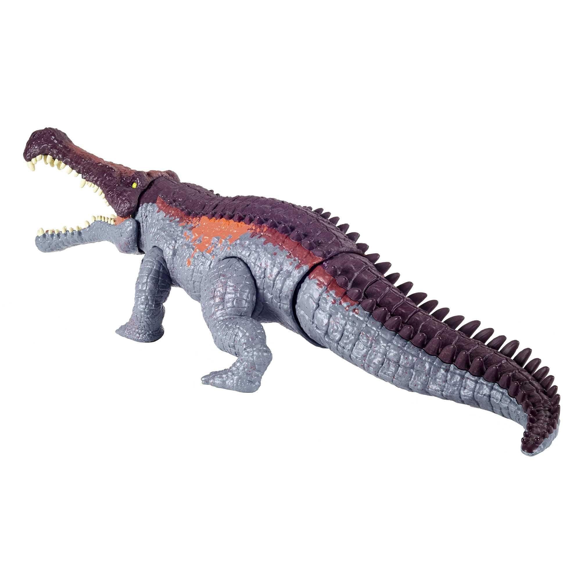 Jurassic World Toys Mattel Jurassic World Massive Biters Sarcosuchus Larger-Species Dinosaur Action Figure, Tail-Activated Strike & Chomp Action
