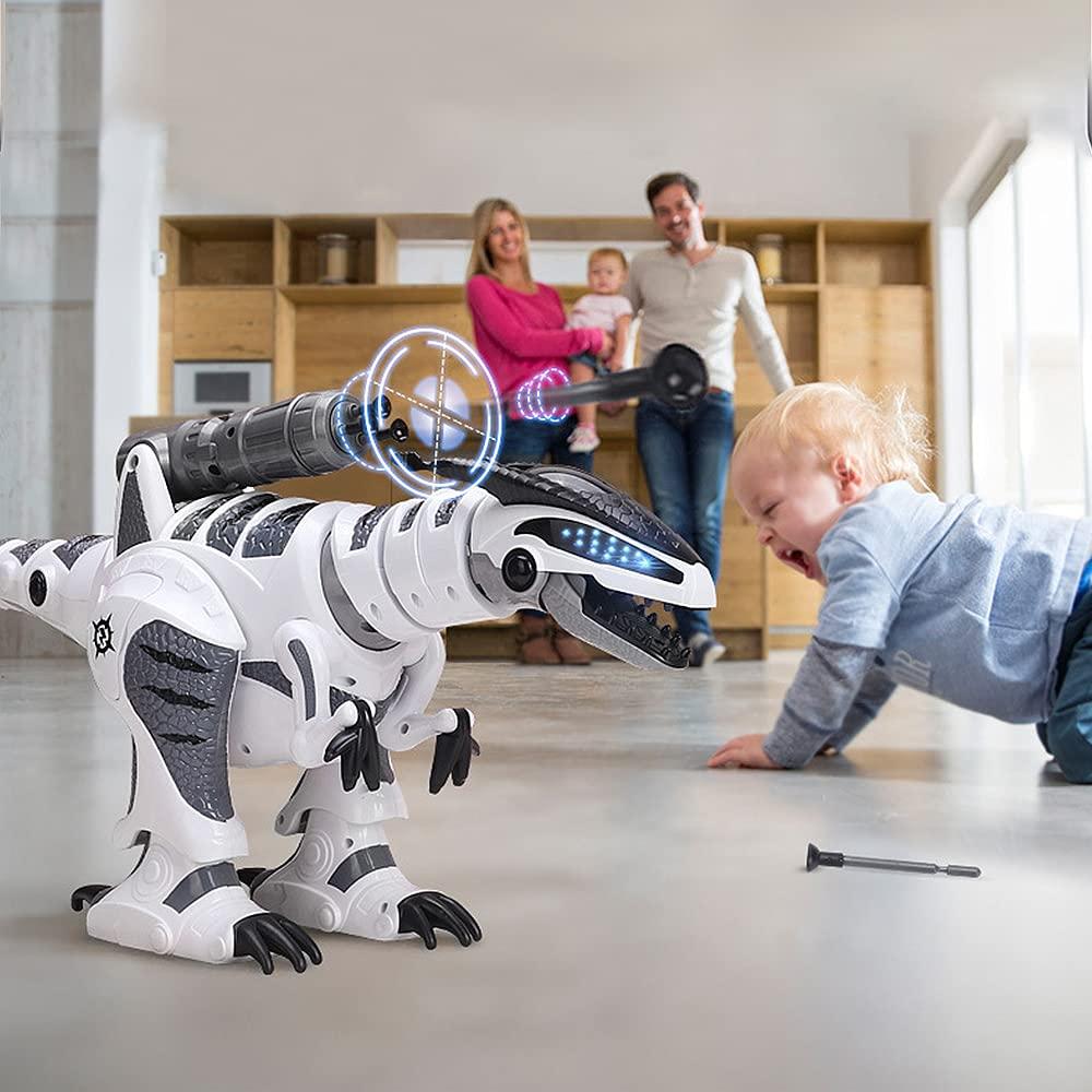 Dollox Dollox RC Interactive Dinosaur Robot - Programmable T-rex Toy with Fight Mode, Walking, Singing, Dancing, Shooting - Gift for 3-10 Year Olds