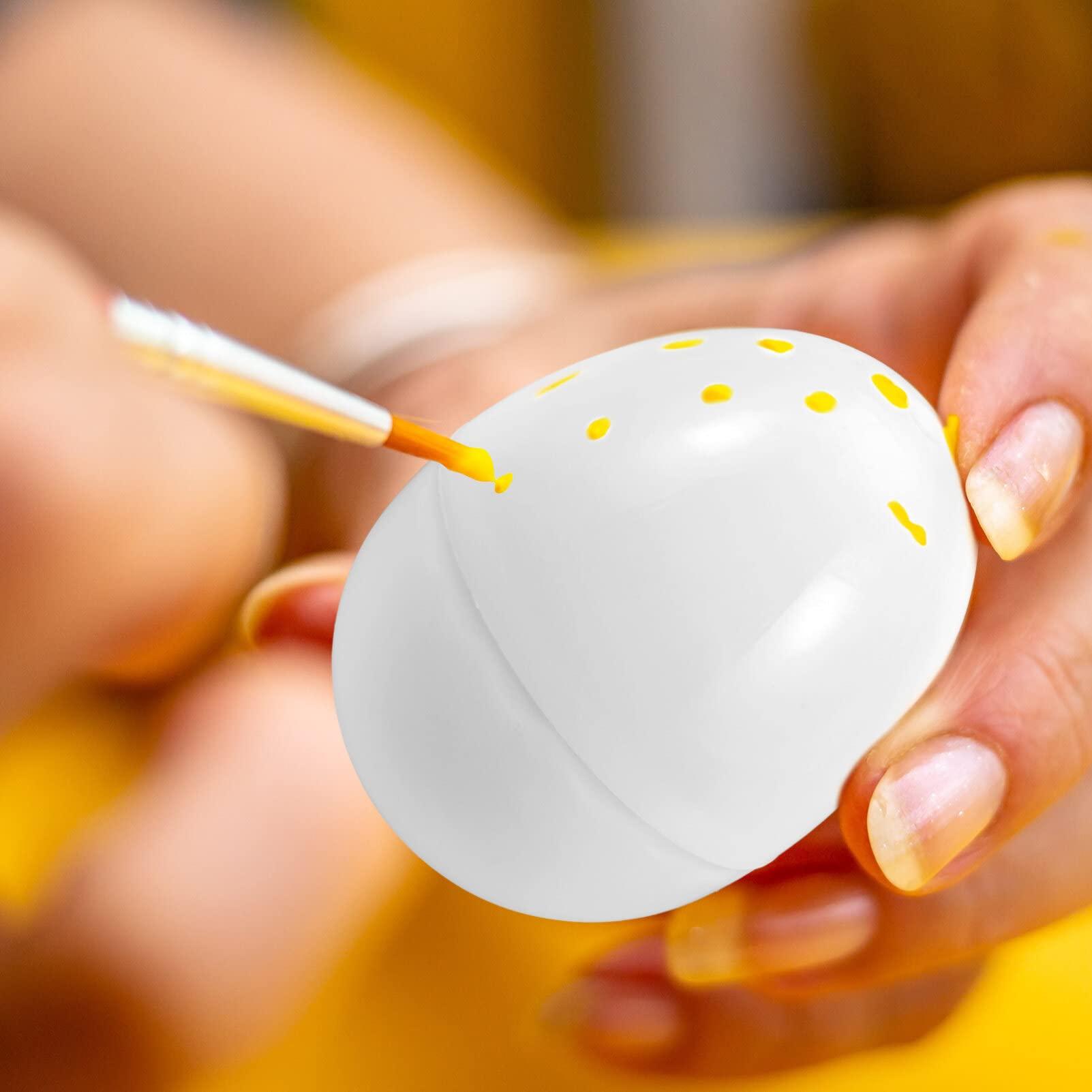 IMIKEYA IMIKEYA White Plastic Easter Egg, 16pcs Blank Fillable Eggs Detachable Empty Diy Easter Eggs Paintable Artificial Fake Eggs Diy Painting Kit for Easter Hunt Basket Filler