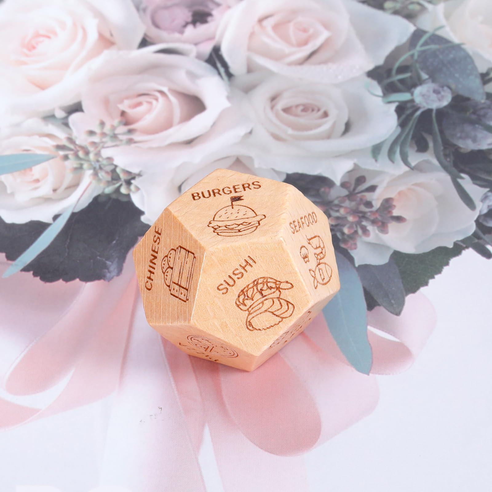 AMBREGRISSUN Anniversary Valentines Birthday Date Night Gifts for Wife Husband Men Women Stocking Stuffers for Adults Men Women Adult Gag Gifts Christmas Wood Food Dice Gifts for Him Her Boyfriend Girlfriend