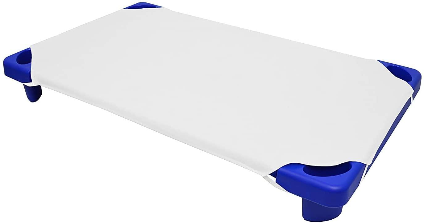 Crown Bedding Daycare Cot Sheets for Toddler and Preschool - Daycare/Pre-School Cot Sheet - Corner Elastic Loops - Cot Bed Fitted Sheet - Polycotton Surface Pack of 6 - (22" W X 54" L) - White