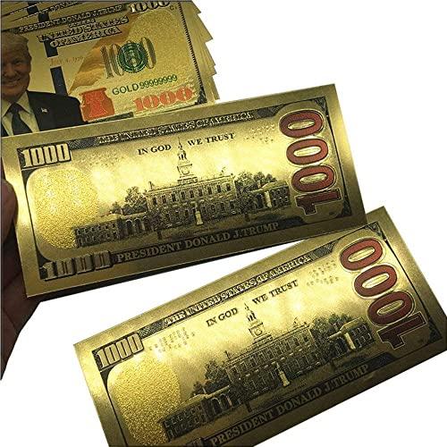 LONG7INES LONG7INES 1000 Dollar Donald Trump Bill Banknote, One Thousand 24k Gold Coated Donald Trump Legacy Limited Edition Million Dollar Bill Great Gift for Currency Collectors and Republican (30 Pieces)